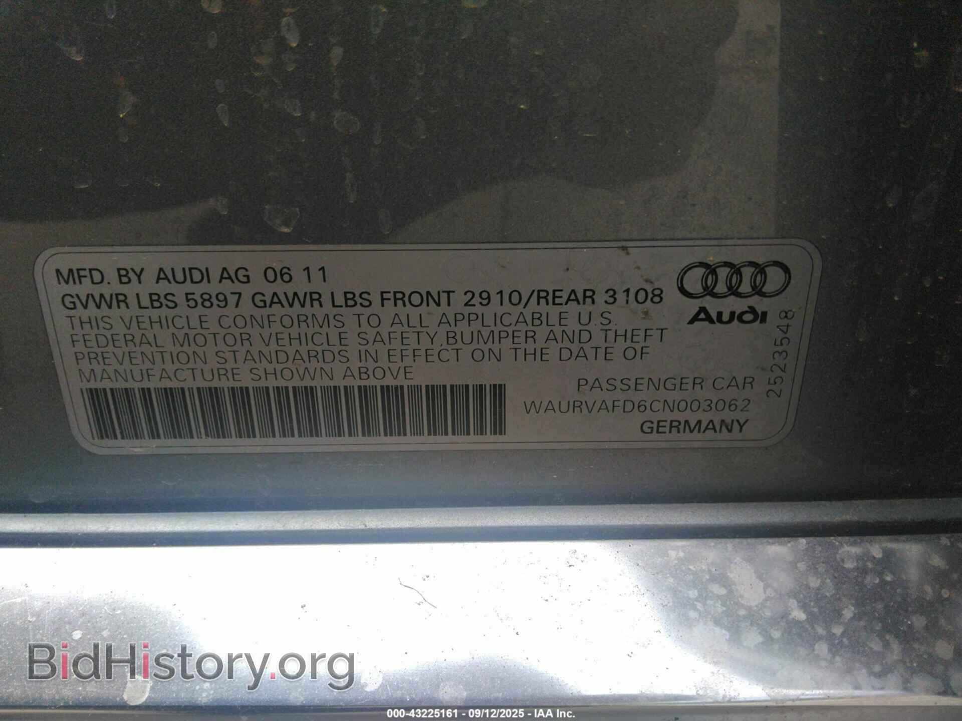 2012 AUDI A8 - VIN: WAURVAFD6CN003062 - Фото 9