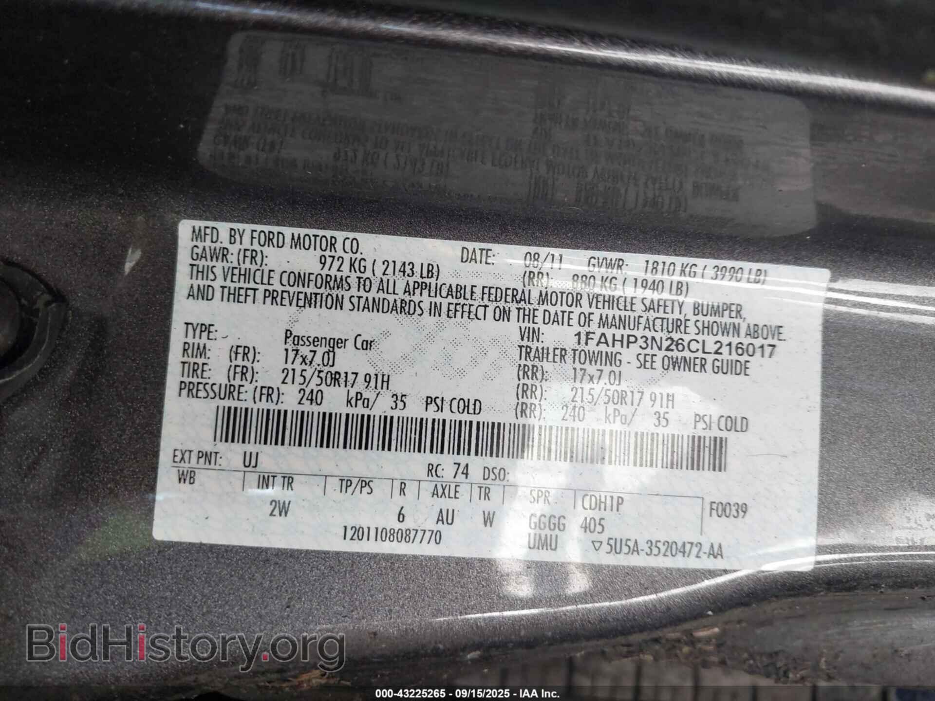 2012 FORD FOCUS - VIN: 1FAHP3N26CL216017 - Фото 9