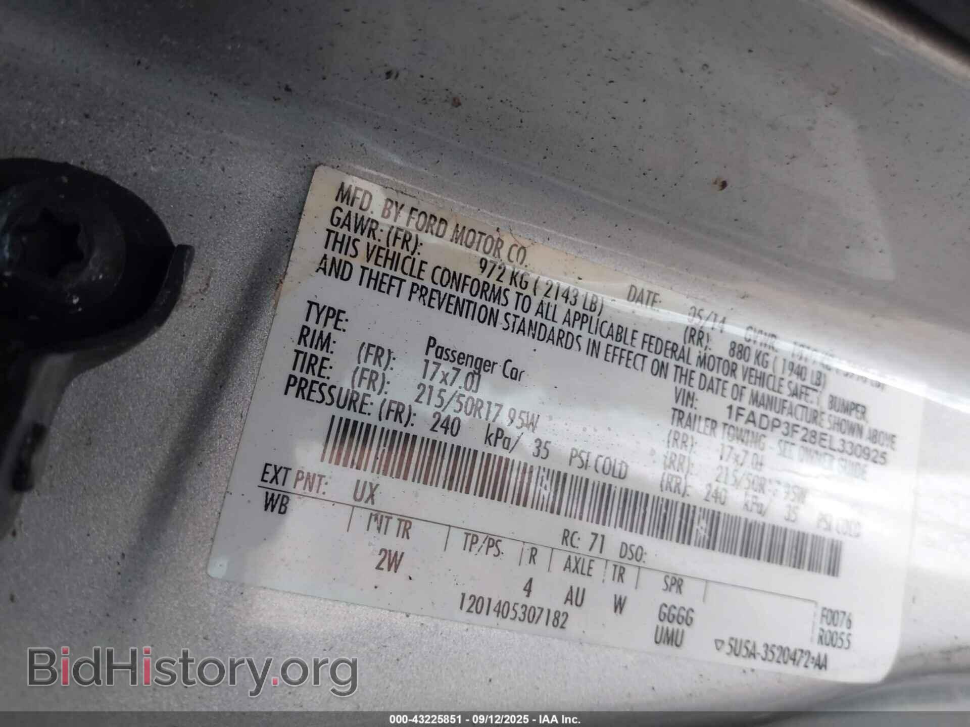 2014 FORD FOCUS - VIN: 1FADP3F28EL330925 - Фото 9