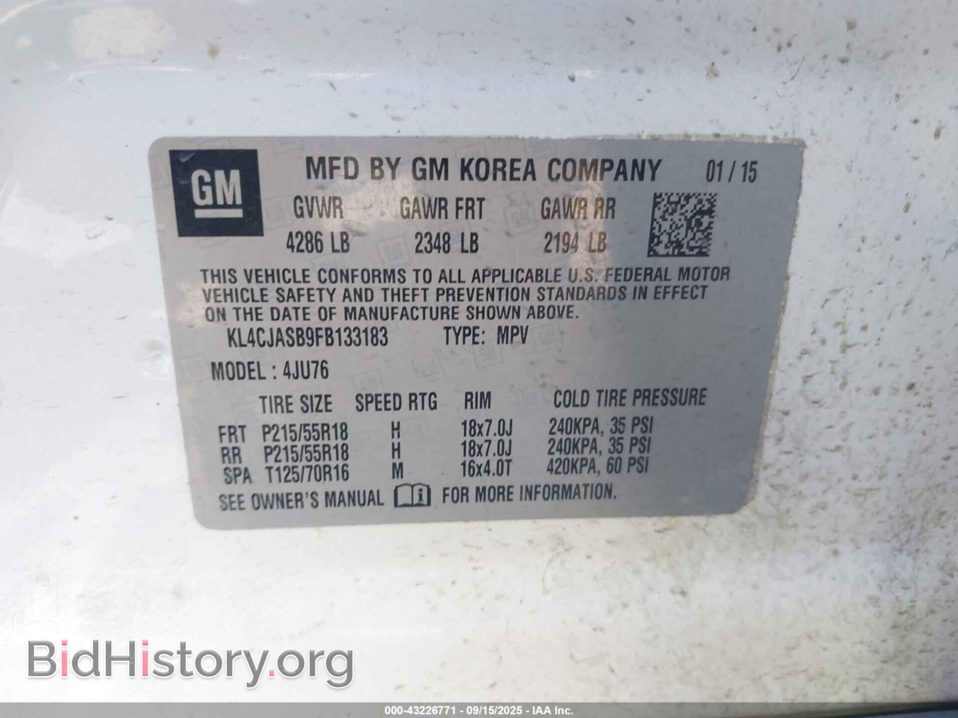 2015 BUICK ENCORE - VIN: KL4CJASB9FB133183 - Photo 9