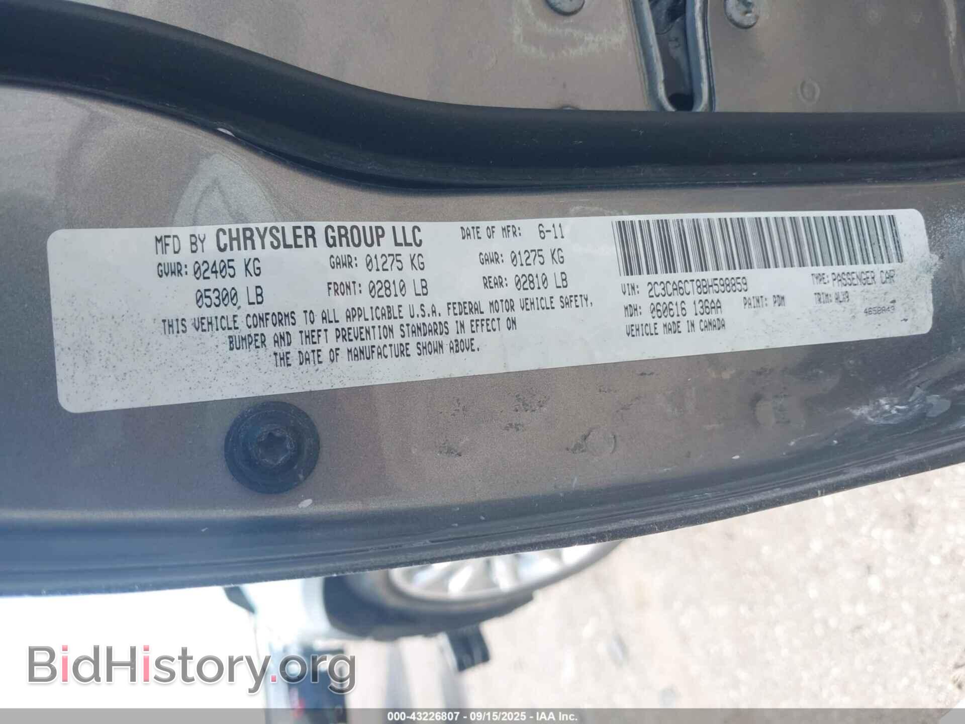 2011 CHRYSLER 300C - VIN: 2C3CA6CT8BH598859 - Фото 9