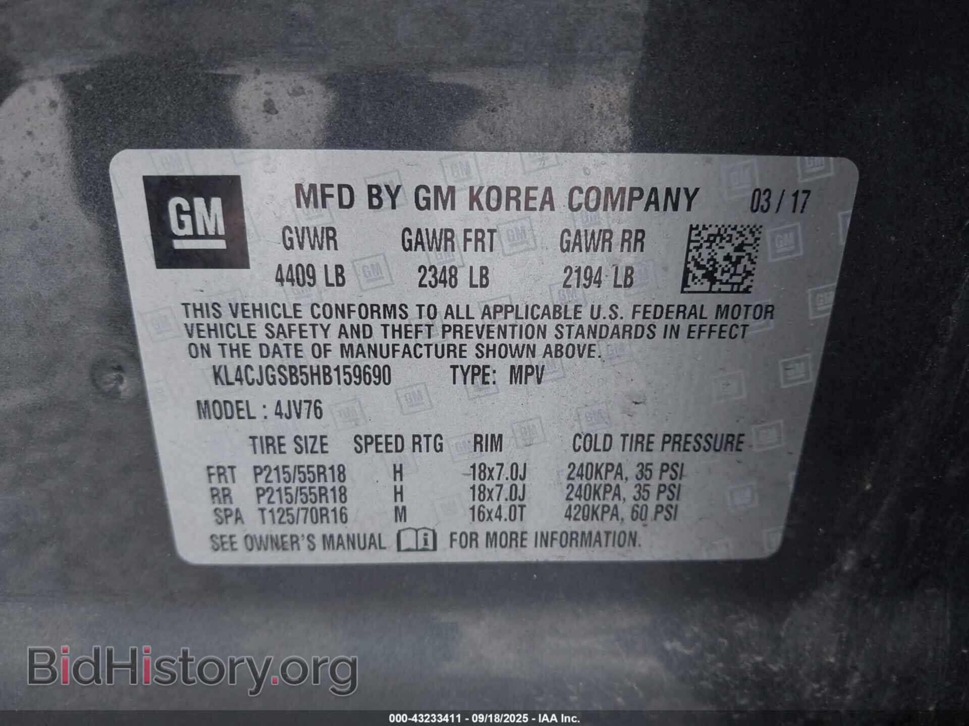 2017 BUICK ENCORE - VIN: KL4CJGSB5HB159690 - Photo 9