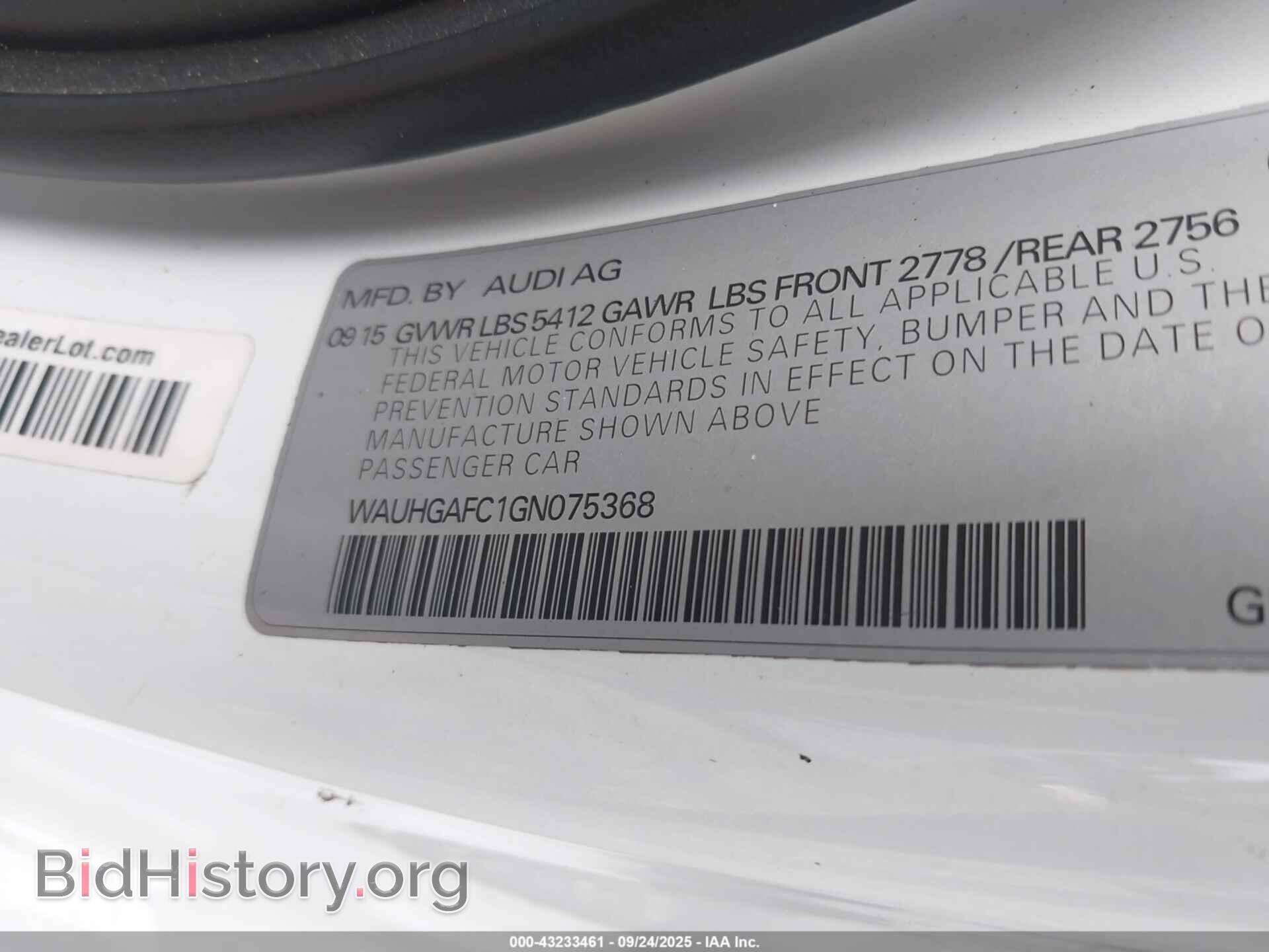2016 AUDI A6 - VIN: WAUHGAFC1GN075368 - Фото 9