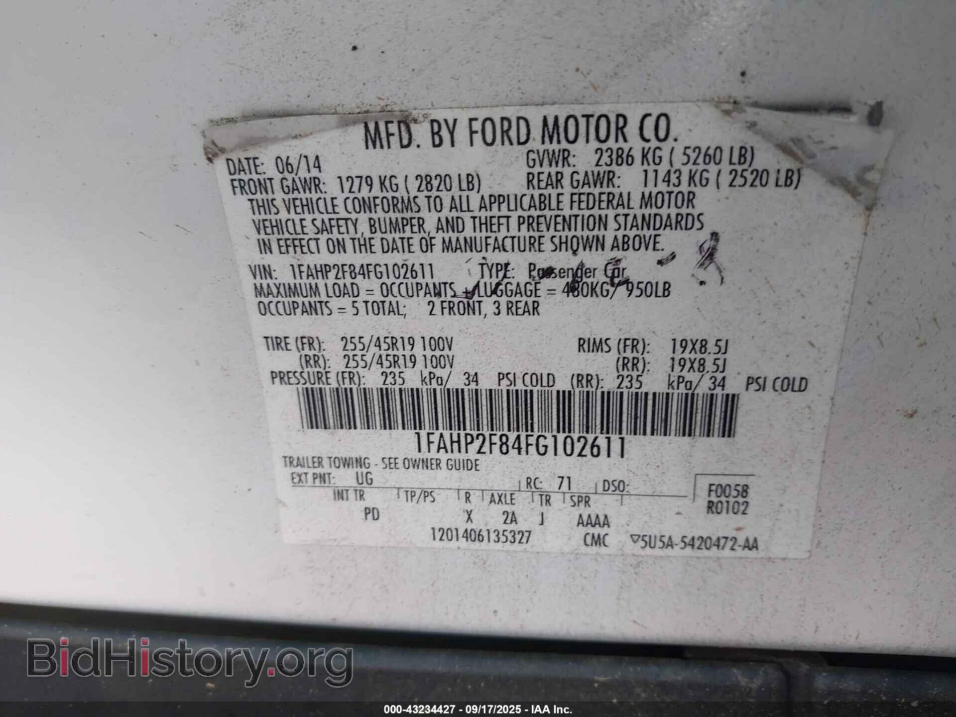 2015 FORD TAURUS - VIN: 1FAHP2F84FG102611 - Фото 9