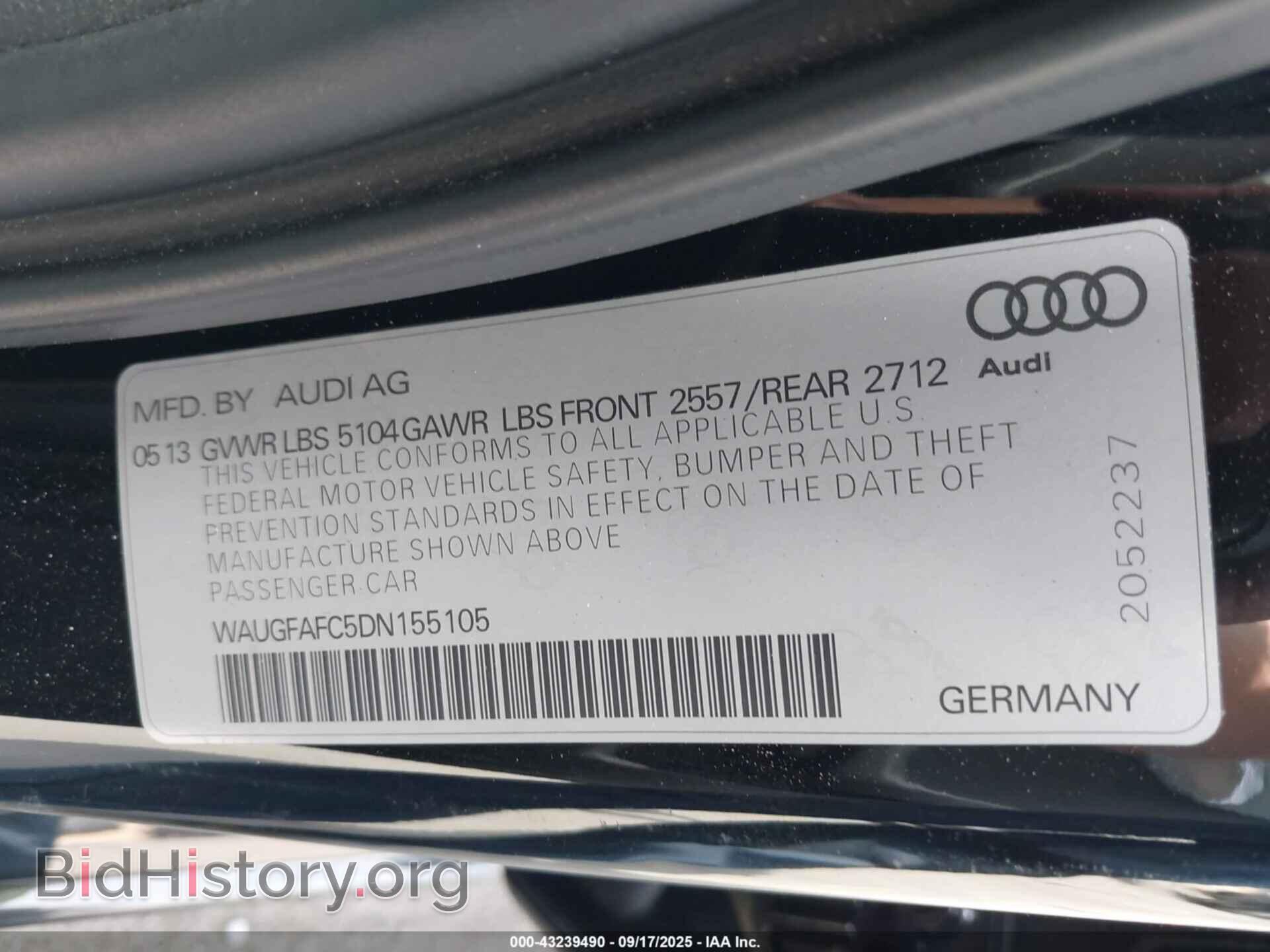 2013 AUDI A6 - VIN: WAUGFAFC5DN155105 - Фото 9