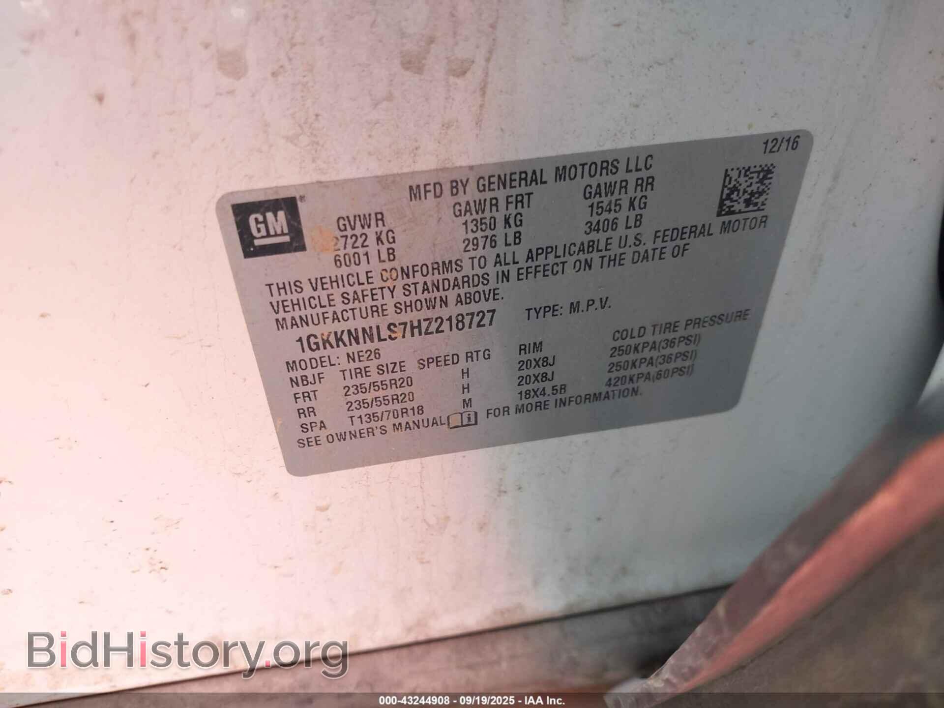 2017 GMC ACADIA - VIN: 1GKKNNLS7HZ218727 - Фото 9