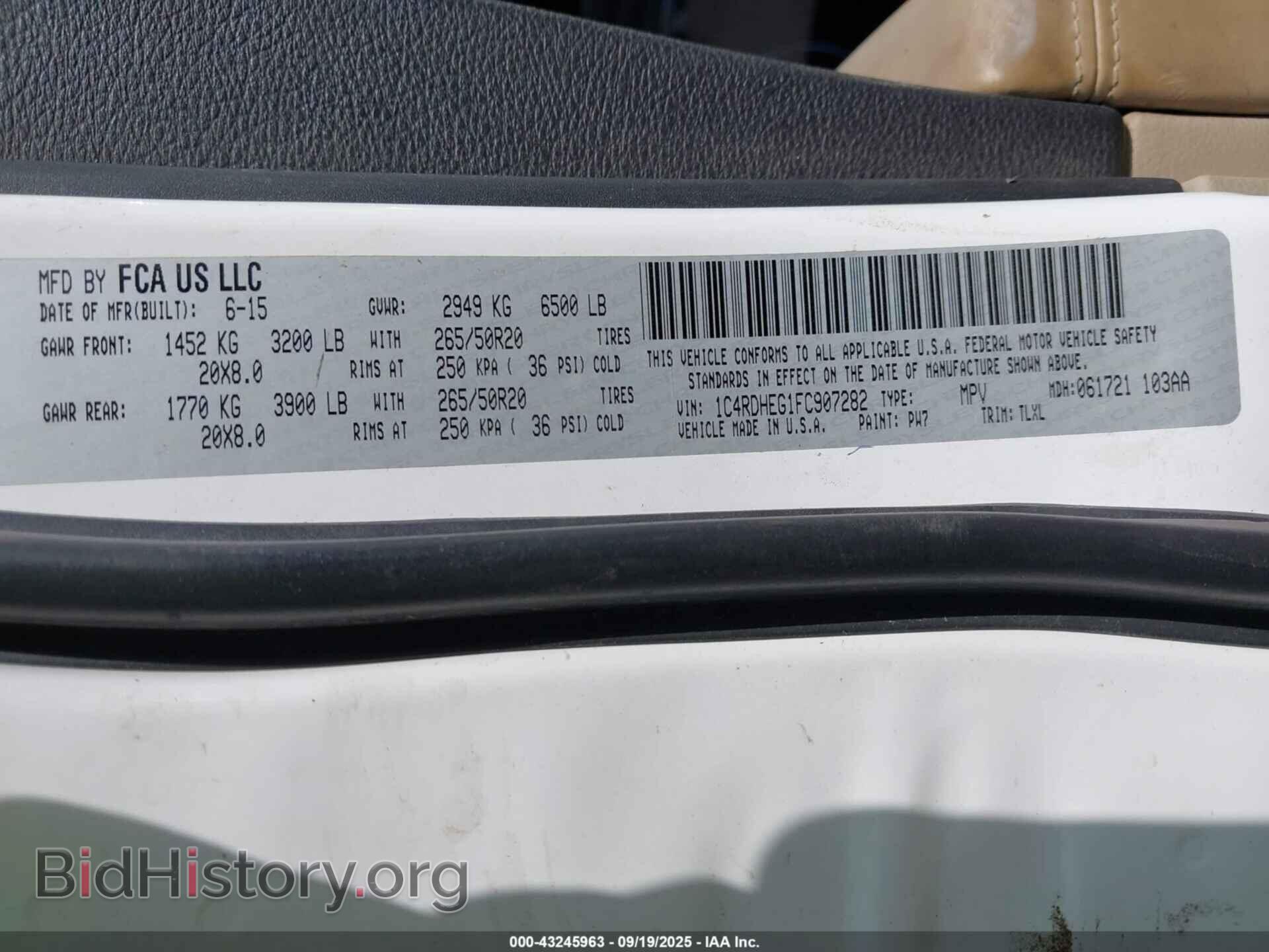2015 DODGE DURANGO - VIN: 1C4RDHEG1FC907282 - Photo 9
