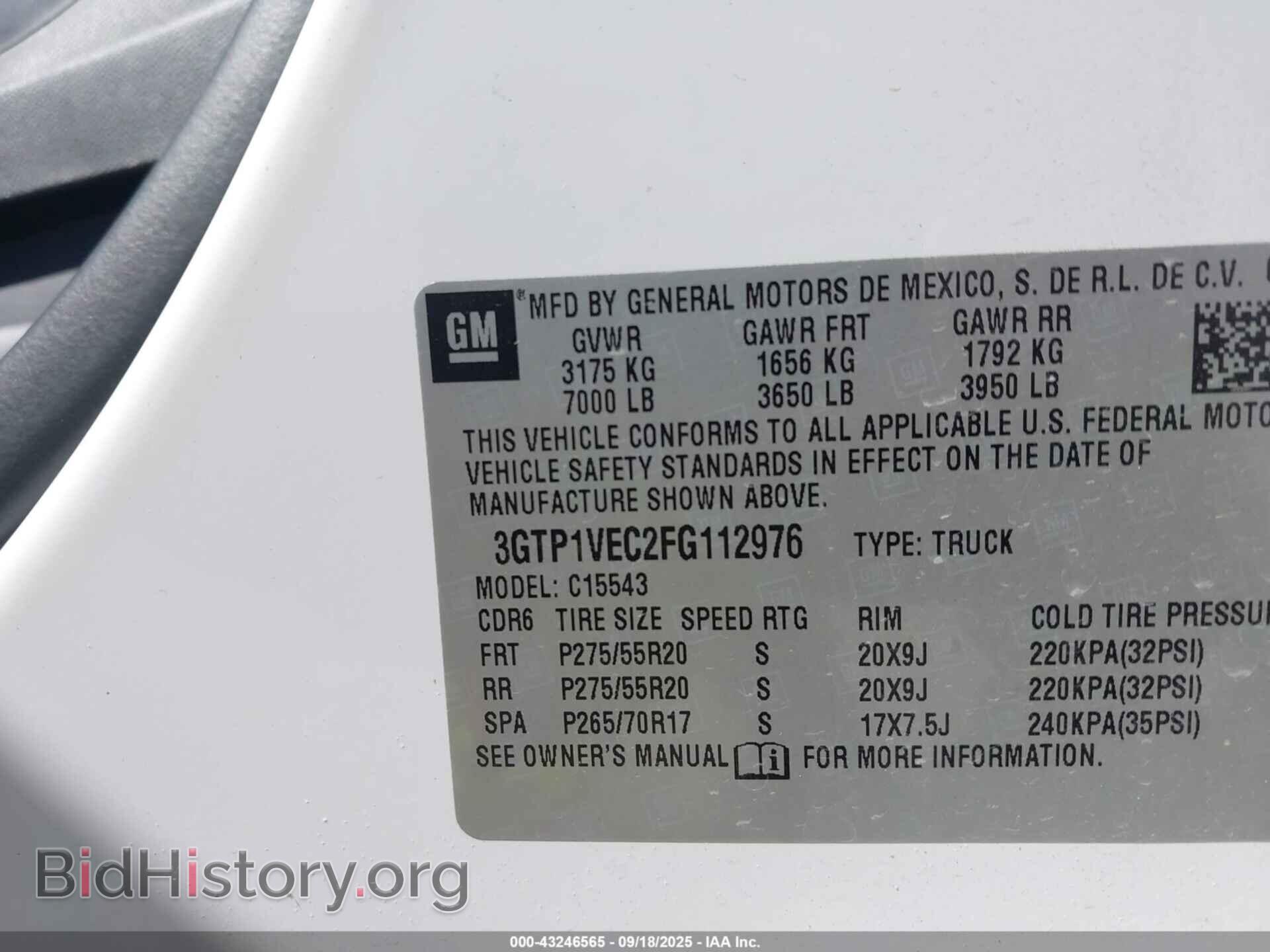 2015 GMC SIERRA 1500 - VIN: 3GTP1VEC2FG112976 - Photo 9