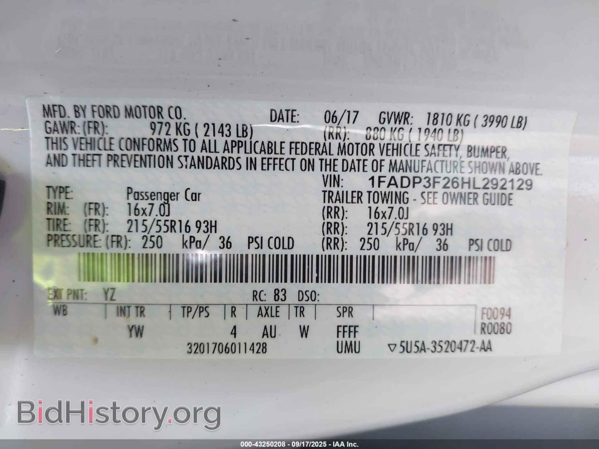 2017 FORD FOCUS - VIN: 1FADP3F26HL292129 - Фото 9