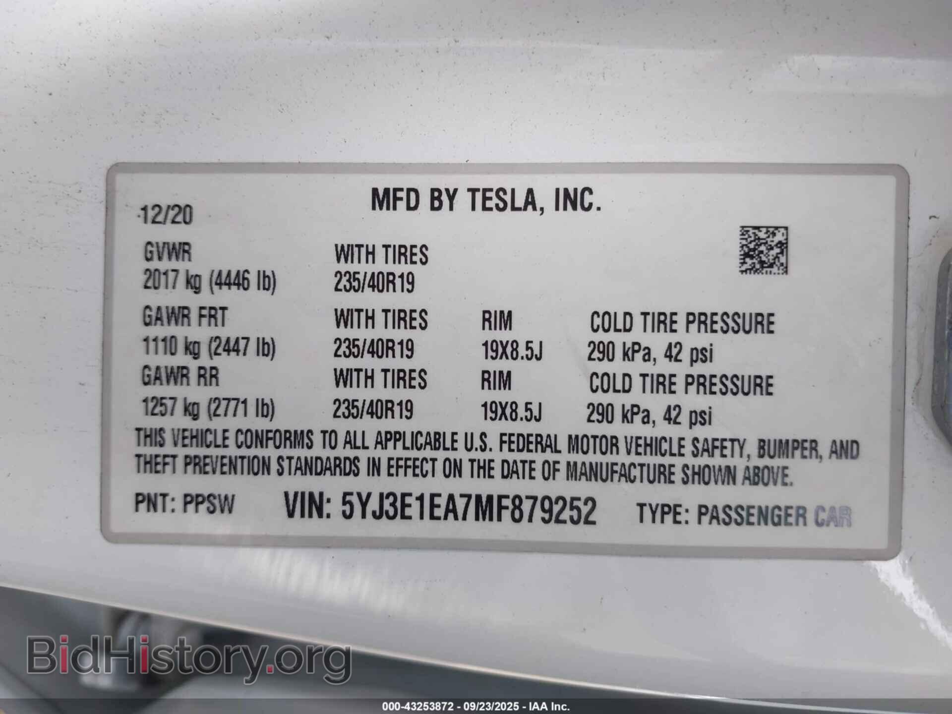 2021 TESLA MODEL 3 - VIN: 5YJ3E1EA7MF879252 - Photo 9