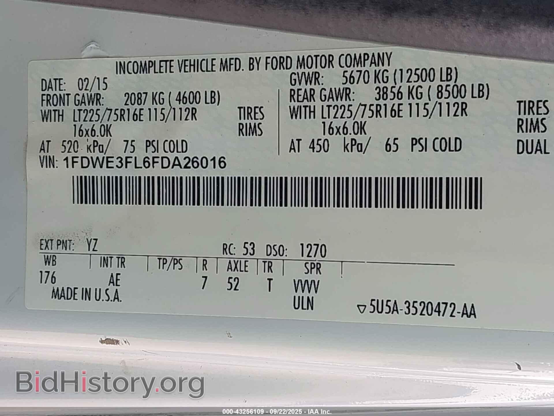 2015 FORD E-350 CUTAWAY - VIN: 1FDWE3FL6FDA26016 - Фото 8