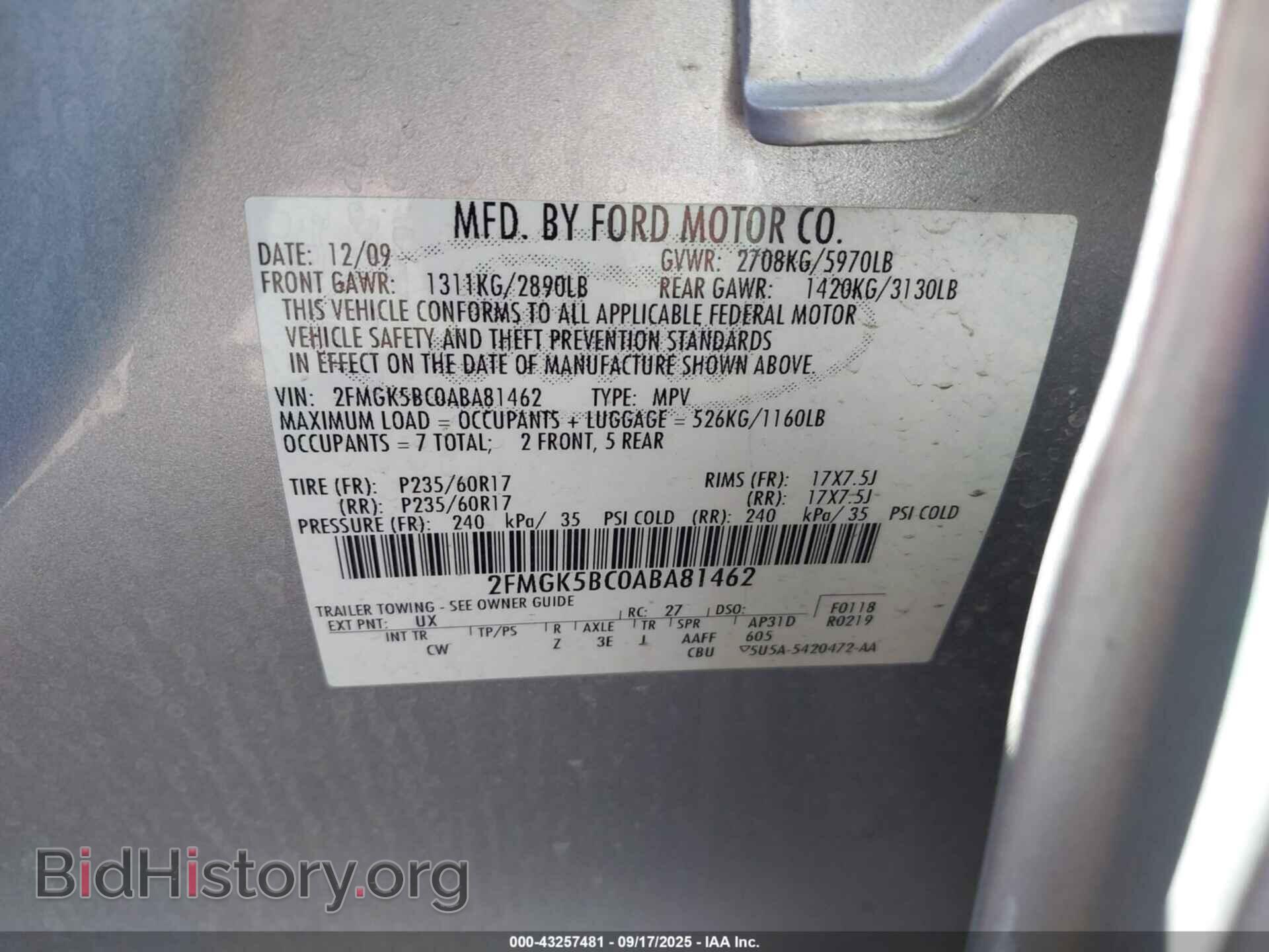 2010 FORD FLEX - VIN: 2FMGK5BC0ABA81462 - Photo 9