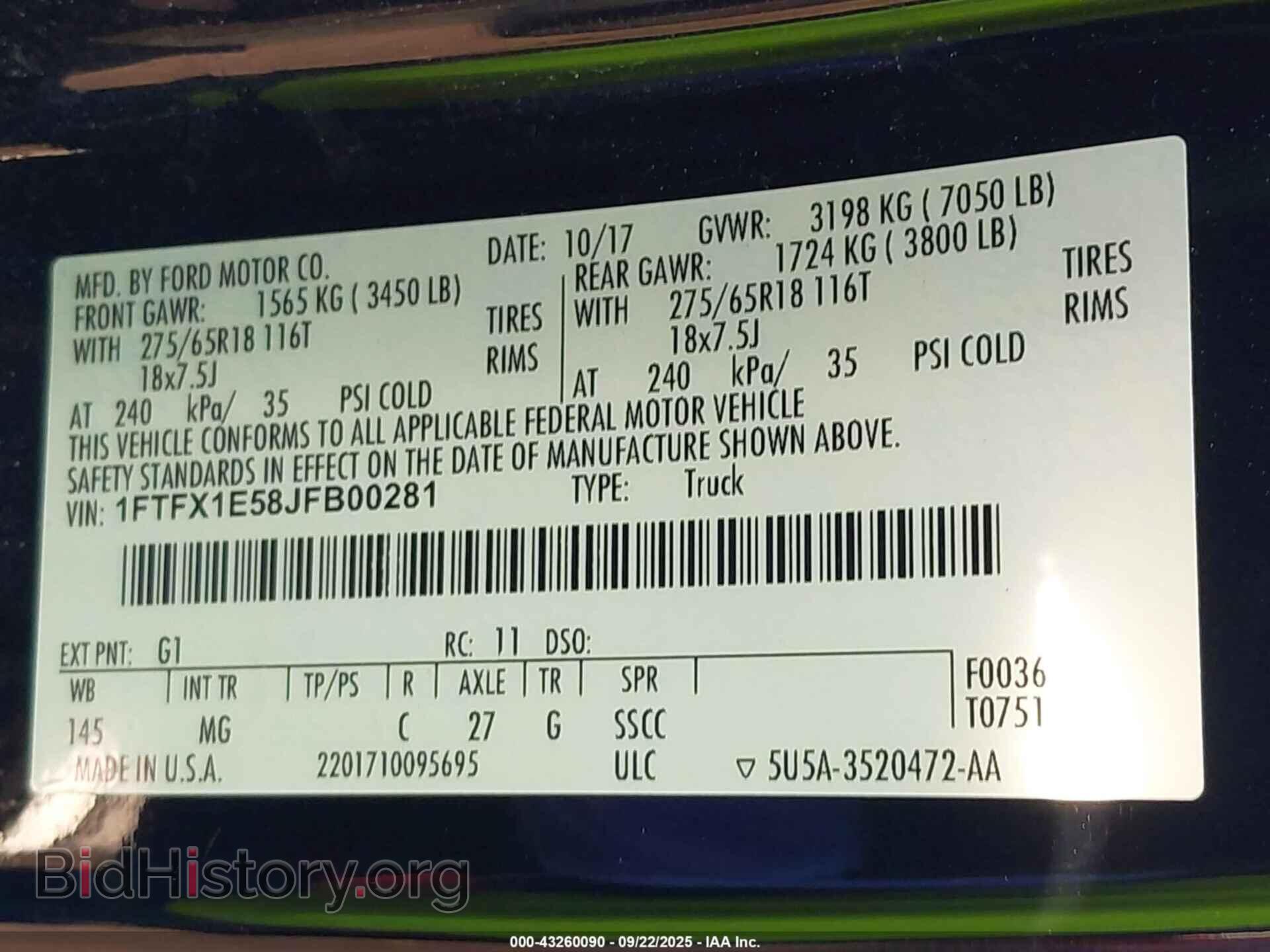 2018 FORD F-150 - VIN: 1FTFX1E58JFB00281 - Фото 9