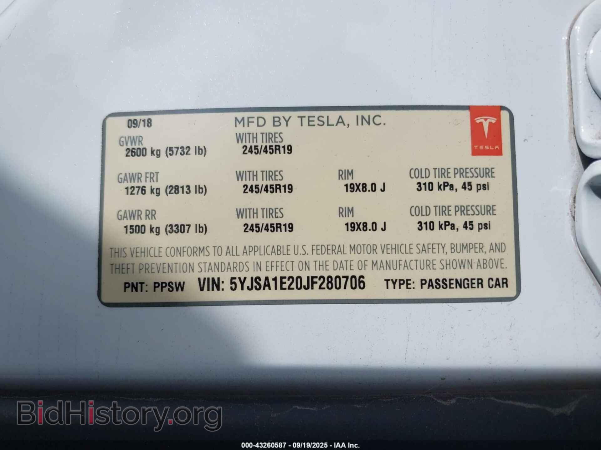 2018 TESLA MODEL S - VIN: 5YJSA1E20JF280706 - Фото 9
