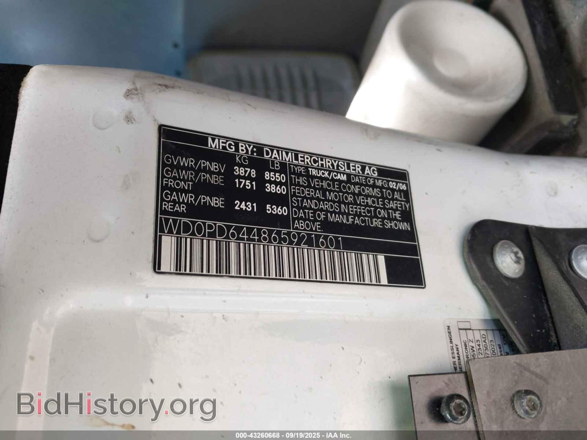 2006 DODGE SPRINTER VAN 2500 - VIN: WD0PD644865921601 - Фото 9