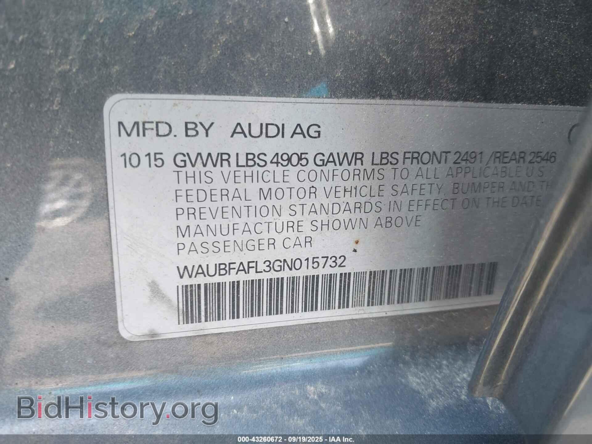 2016 AUDI A4 - VIN: WAUBFAFL3GN015732 - Photo 9