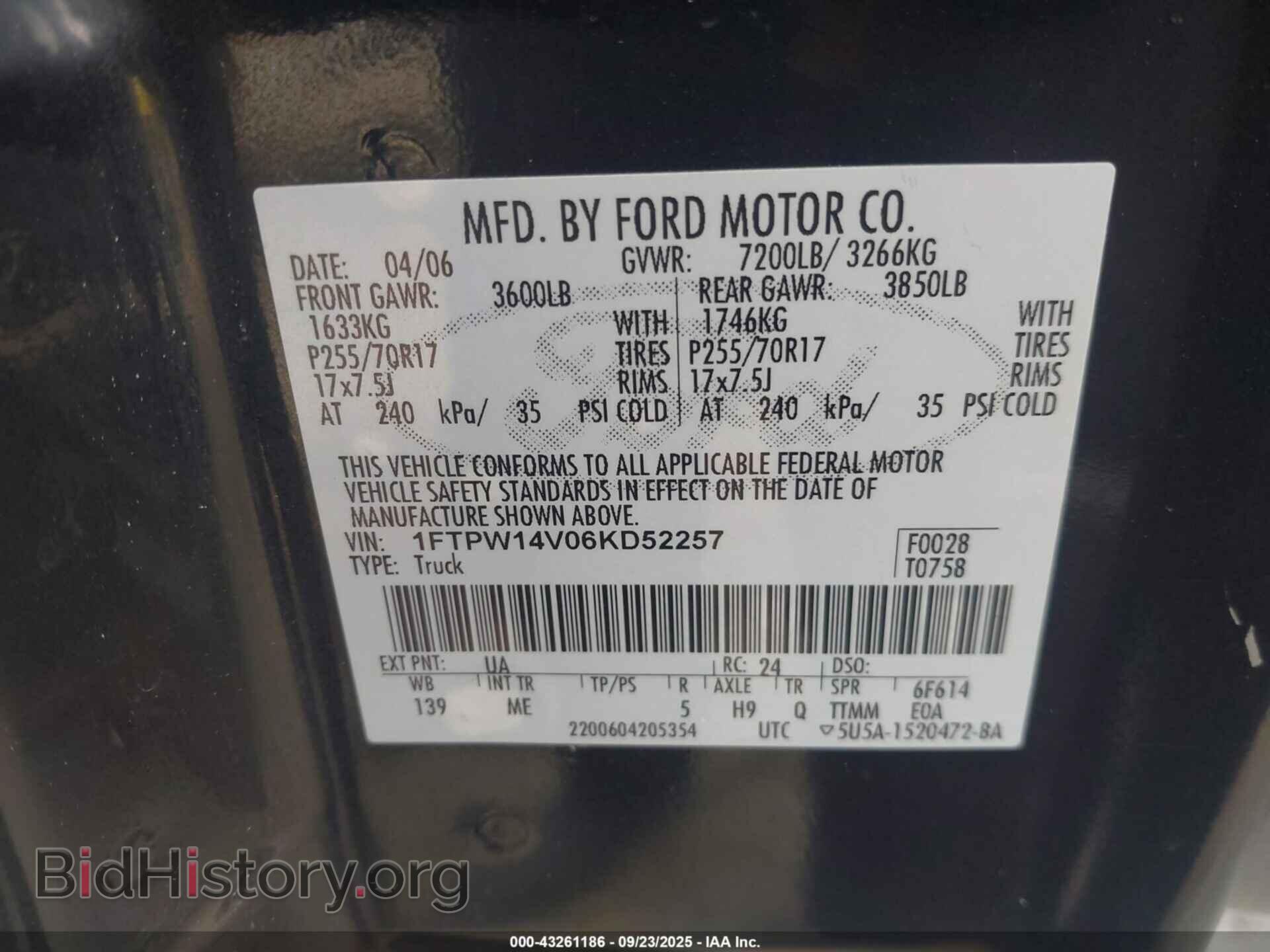 2006 FORD F-150 - VIN: 1FTPW14V06KD52257 - Фото 9