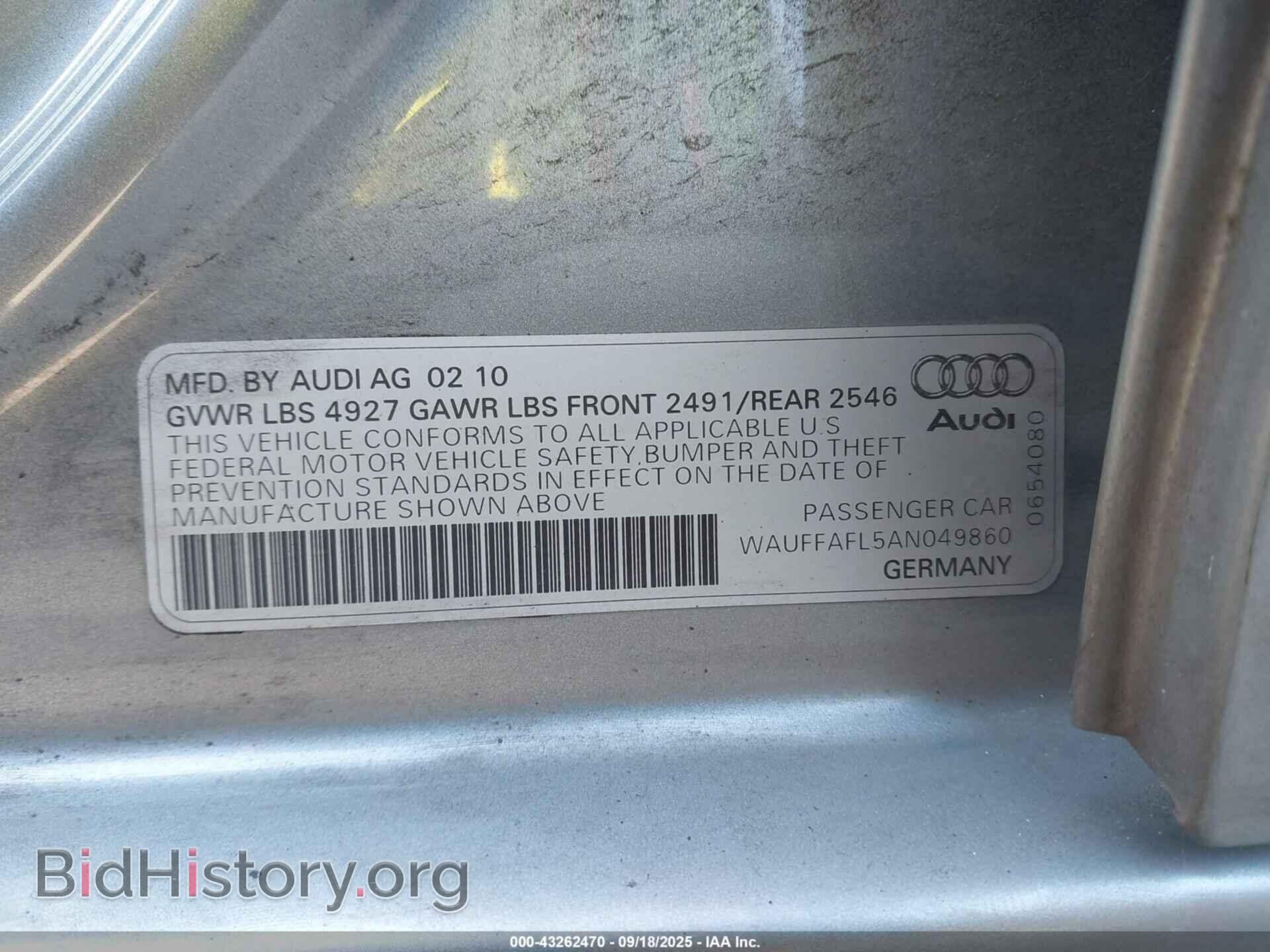 2010 AUDI A4 - VIN: WAUFFAFL5AN049860 - Фото 9