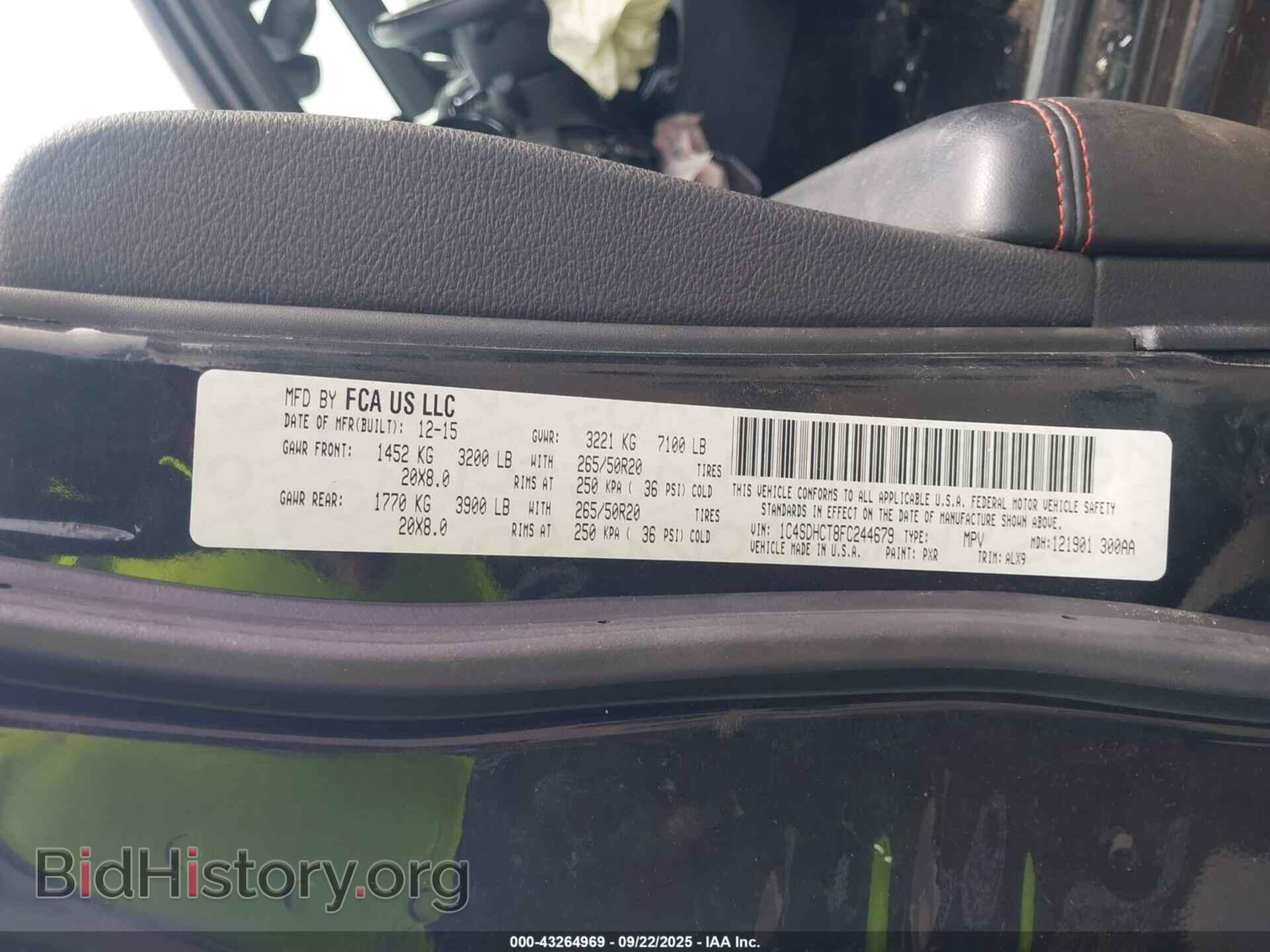 2015 DODGE DURANGO - VIN: 1C4SDHCT8FC244679 - Photo 9