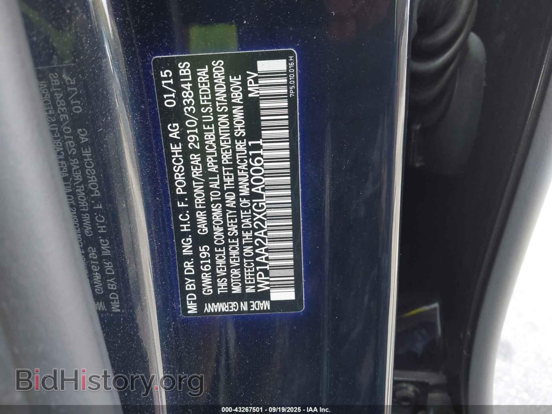 2016 PORSCHE CAYENNE - VIN: WP1AA2A2XGLA00611 - Фото 9