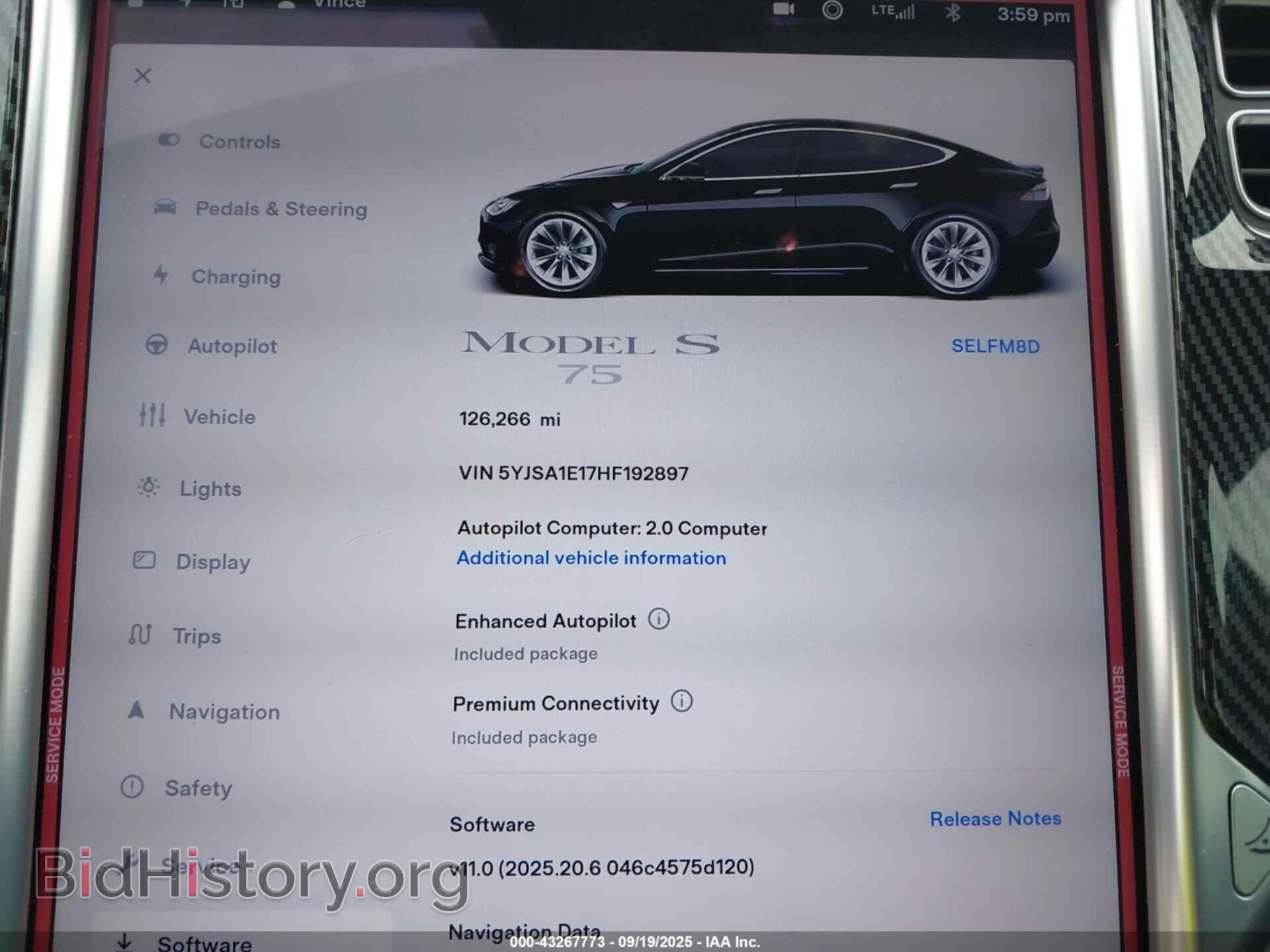 2017 TESLA MODEL S - VIN: 5YJSA1E17HF192897 - Фото 7