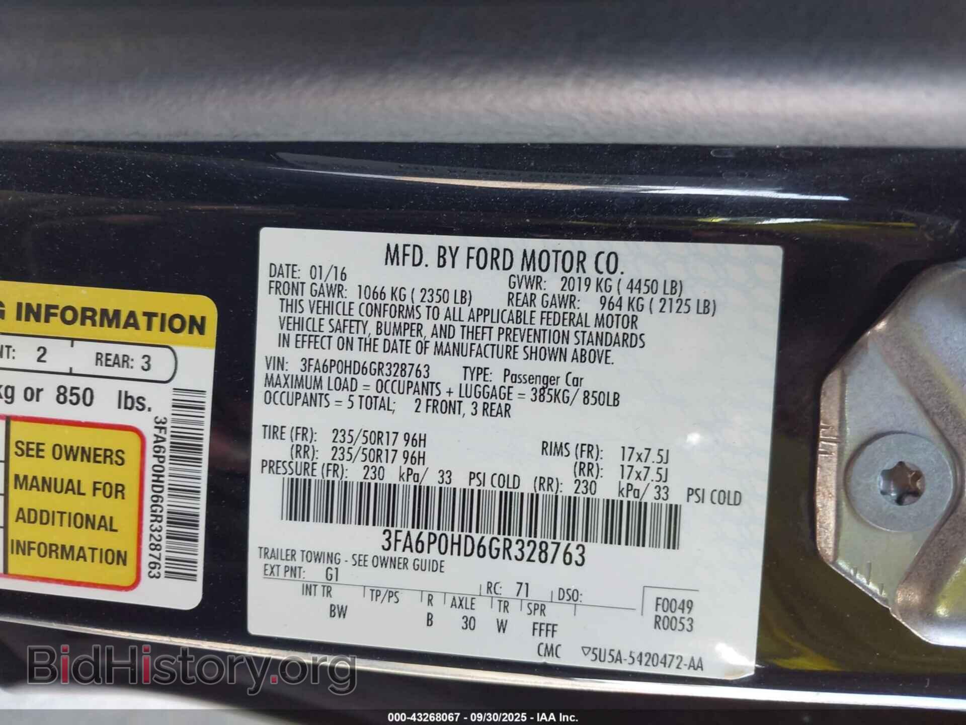 2016 FORD FUSION - VIN: 3FA6P0HD6GR328763 - Фото 9