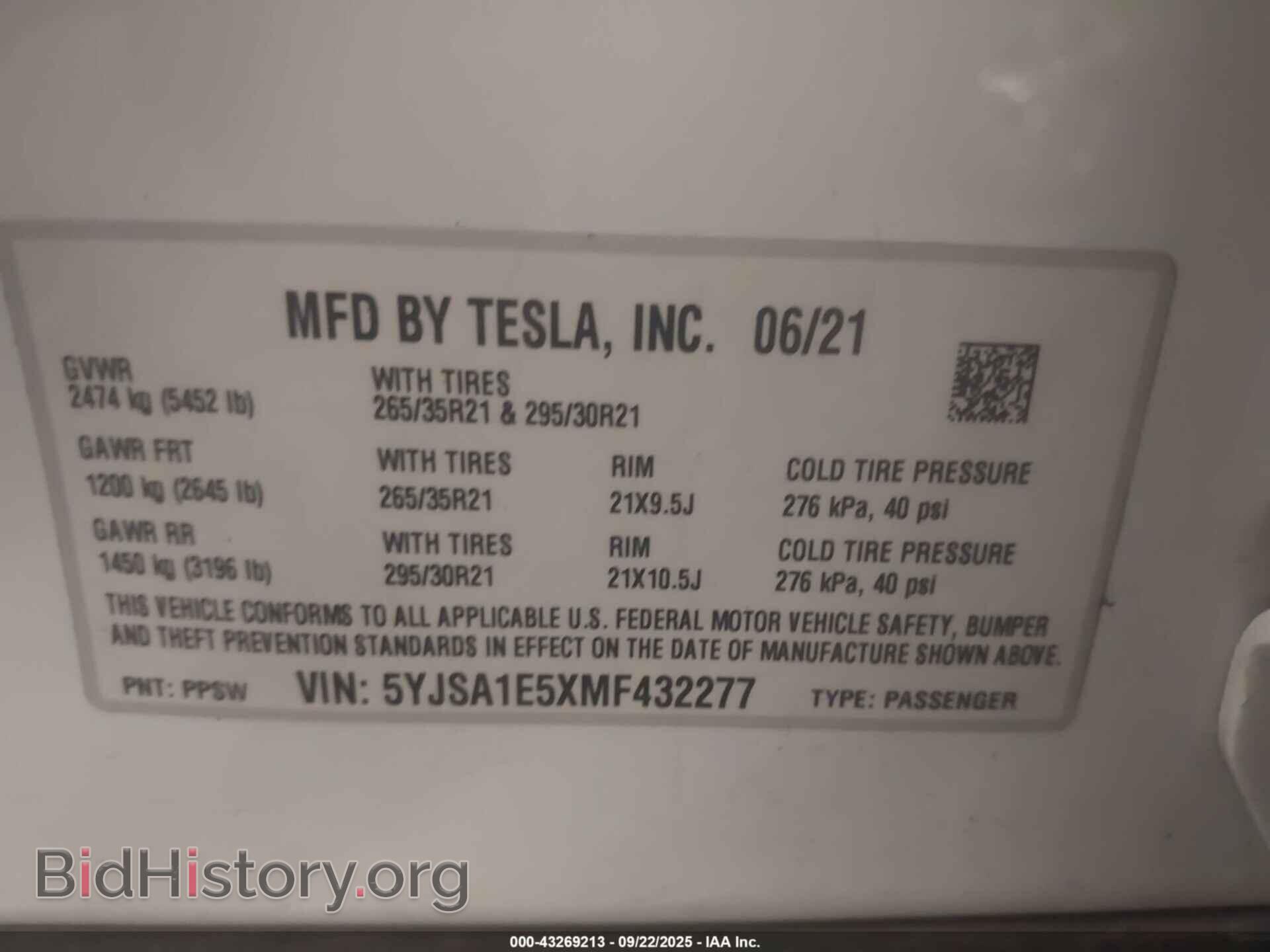 2021 TESLA MODEL S - VIN: 5YJSA1E5XMF432277 - Photo 9