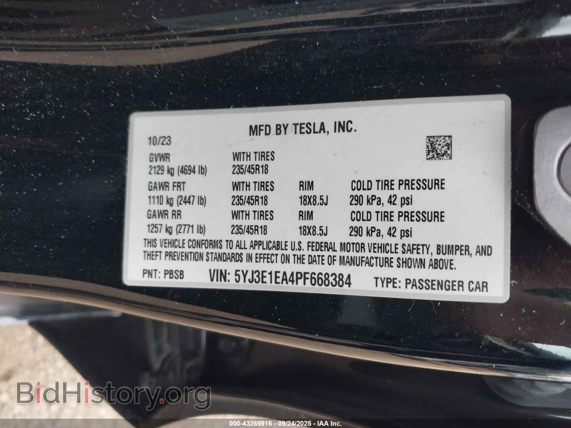 2023 TESLA MODEL 3 - VIN: 5YJ3E1EA4PF668384 - Фото 9