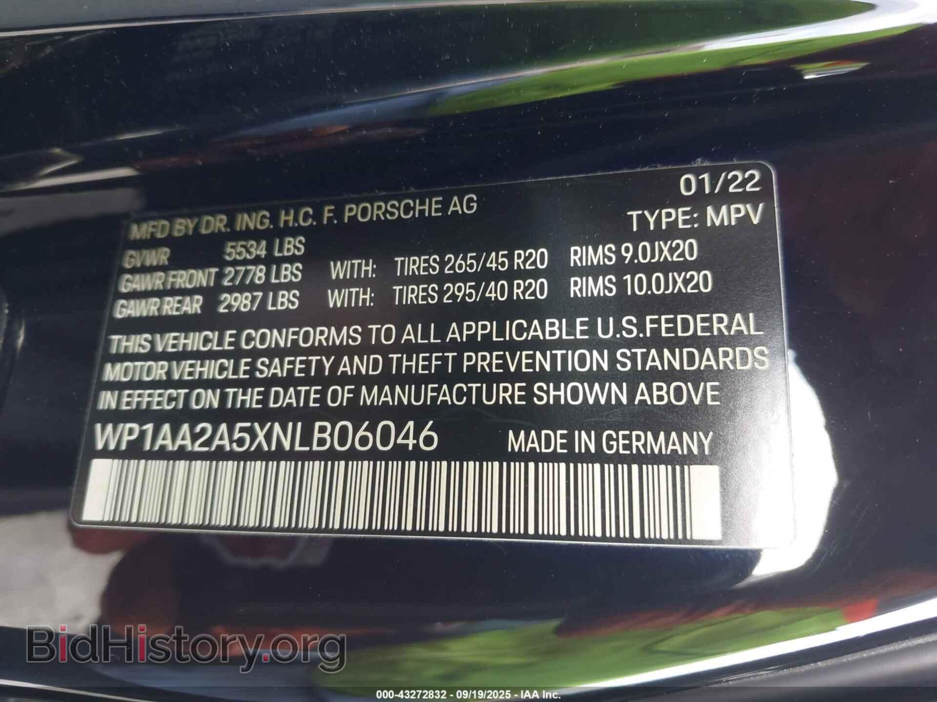2022 PORSCHE MACAN - VIN: WP1AA2A5XNLB06046 - Фото 9