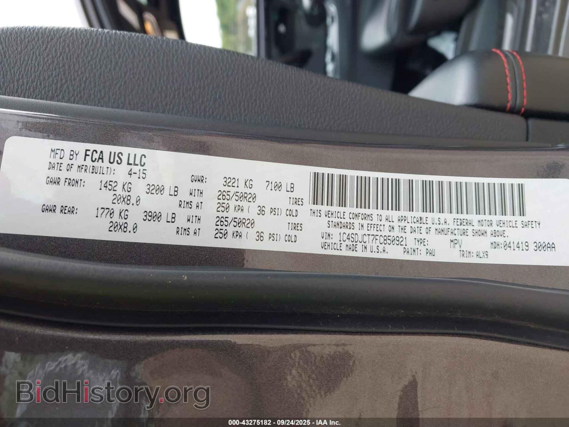 2015 DODGE DURANGO - VIN: 1C4SDJCT7FC850921 - Photo 9
