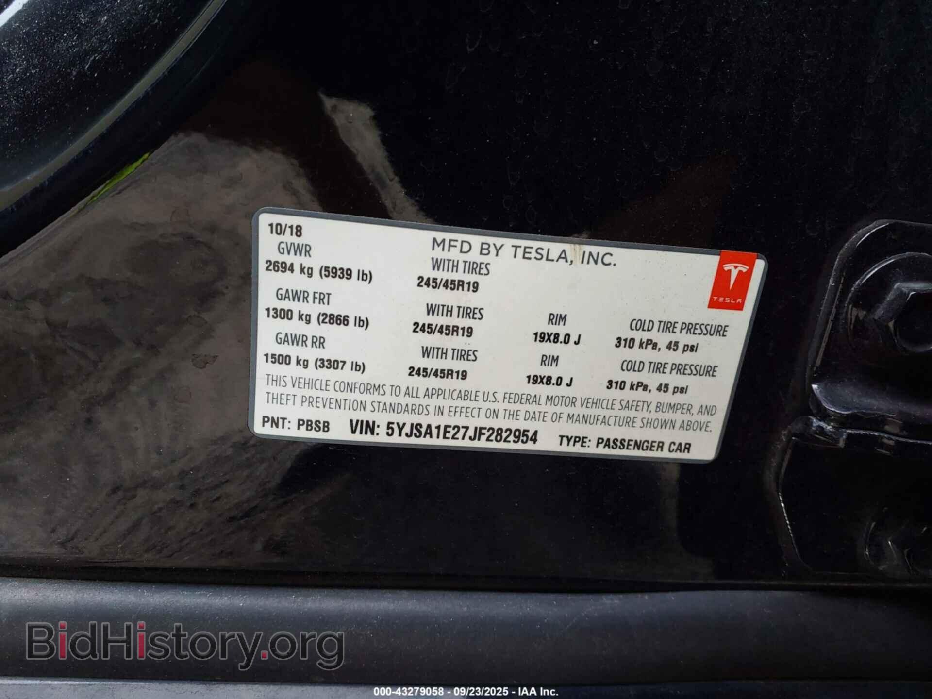 2018 TESLA MODEL S - VIN: 5YJSA1E27JF282954 - Photo 9