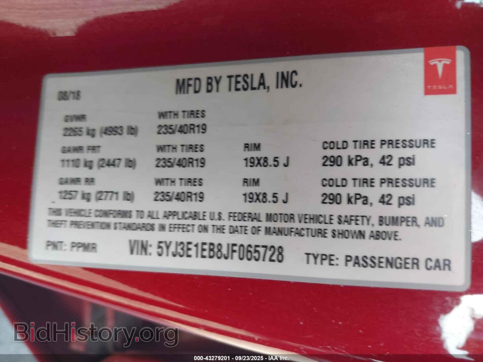 2018 TESLA MODEL 3 - VIN: 5YJ3E1EB8JF065728 - Фото 9