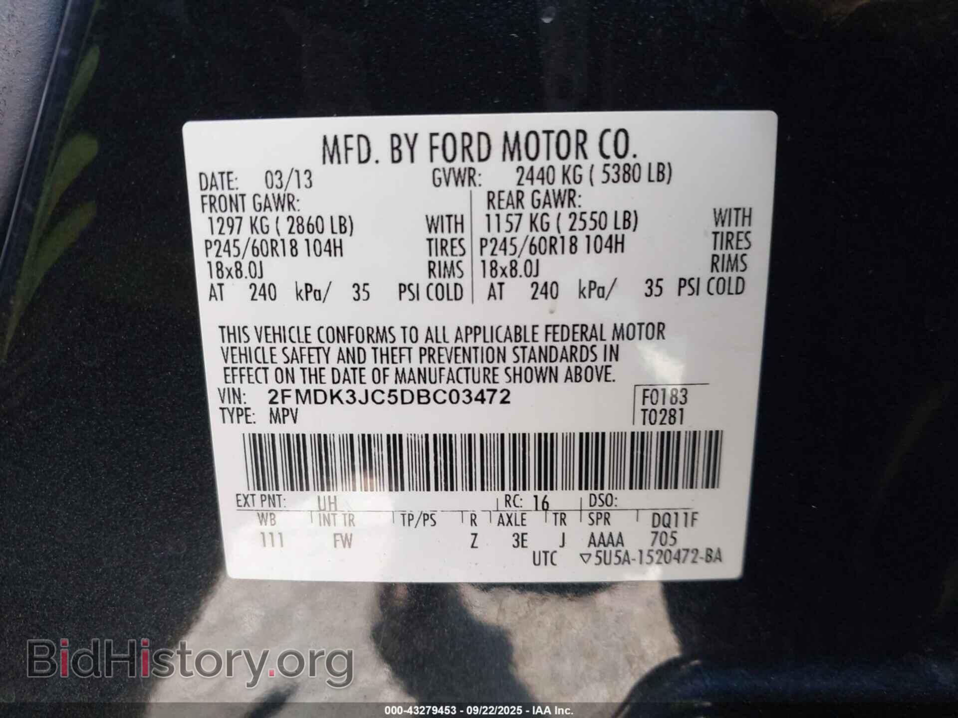 2013 FORD EDGE - VIN: 2FMDK3JC5DBC03472 - Photo 9
