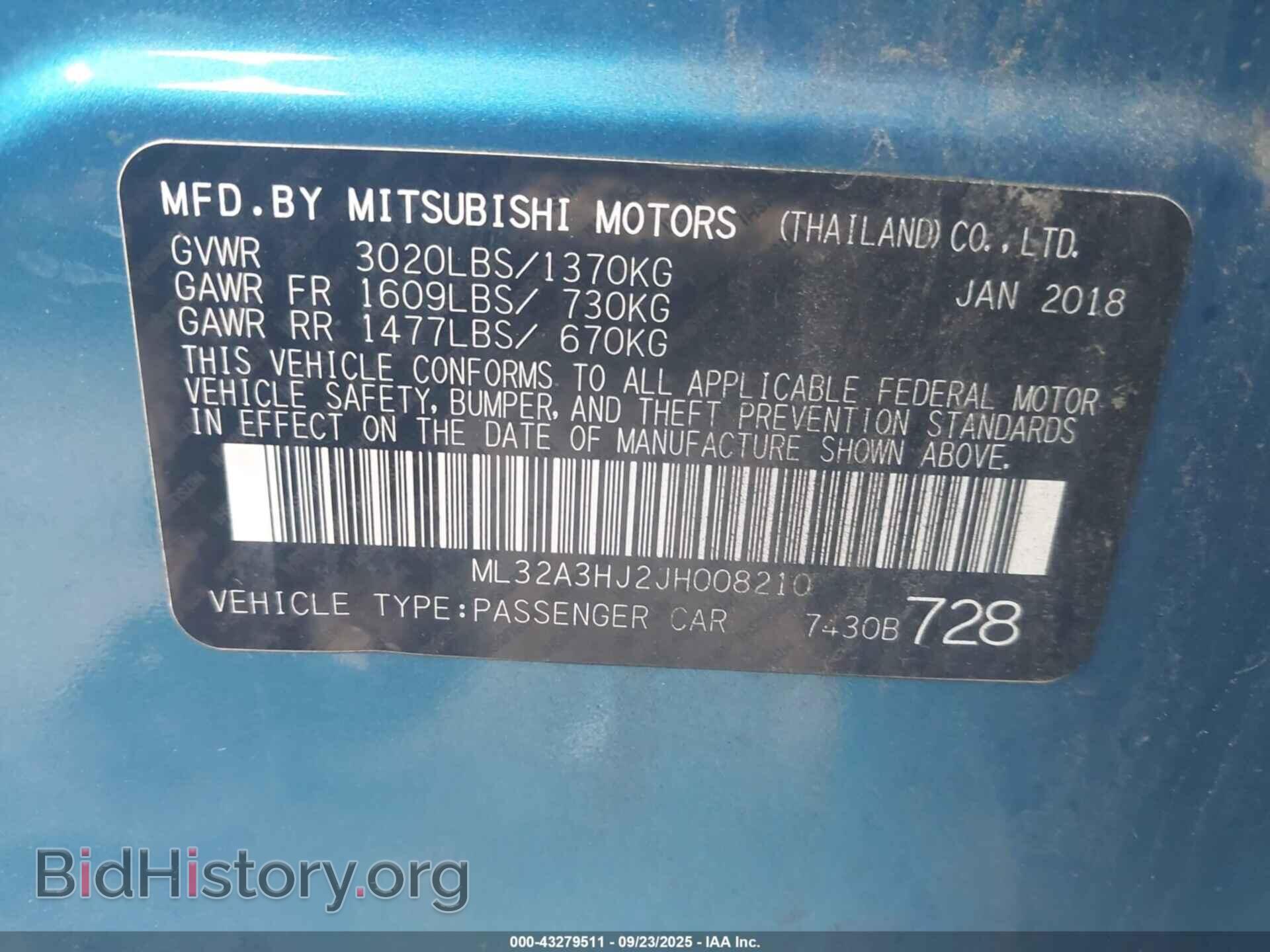 2018 MITSUBISHI MIRAGE - VIN: ML32A3HJ2JH008210 - Фото 9