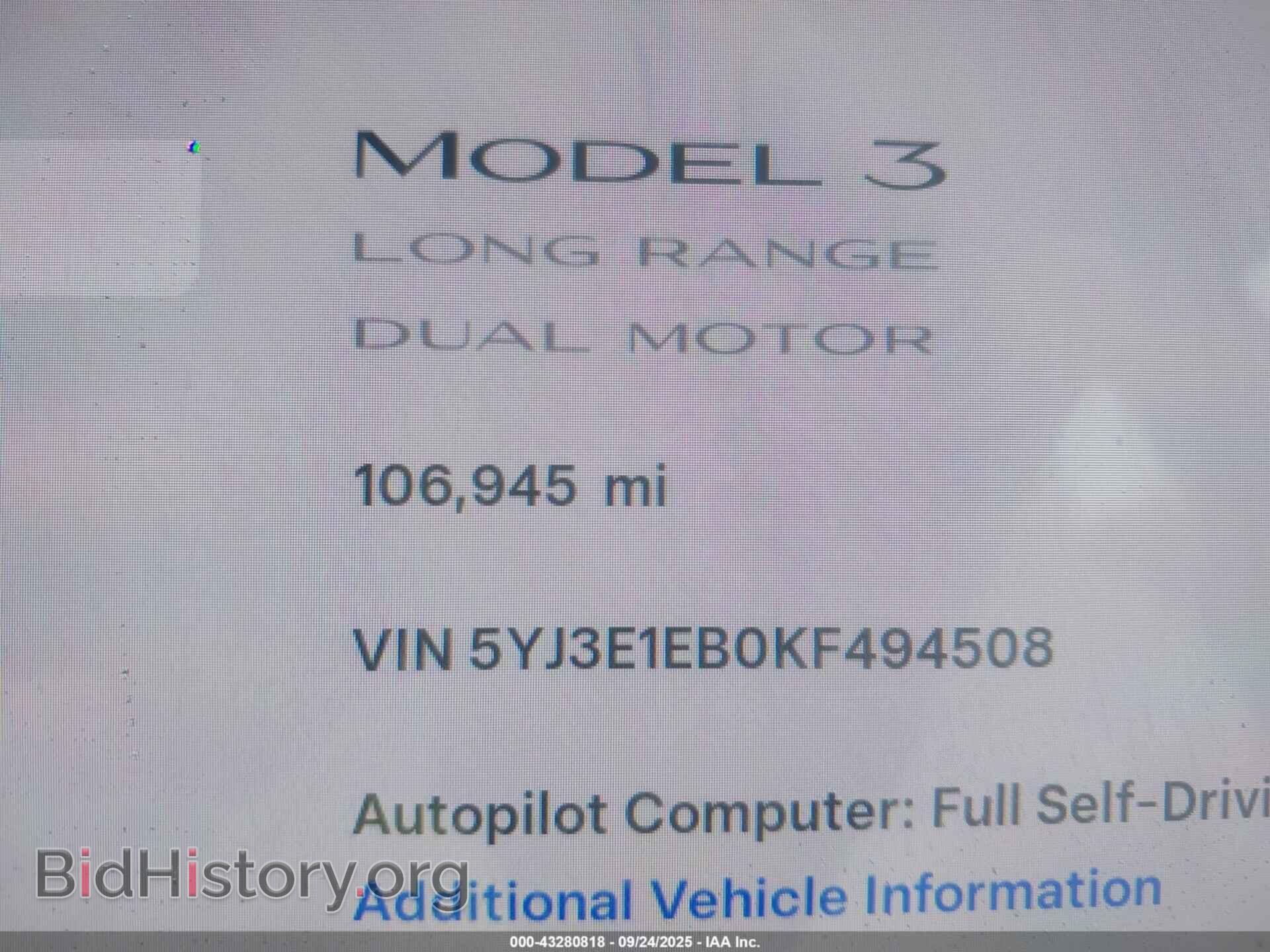 2019 TESLA MODEL 3 - VIN: 5YJ3E1EB0KF494508 - Фото 16