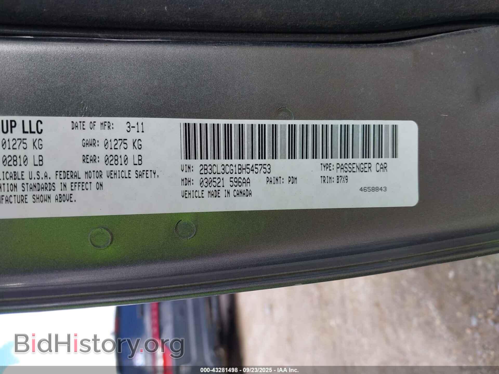 2011 DODGE CHARGER - VIN: 2B3CL3CG1BH545753 - Фото 9