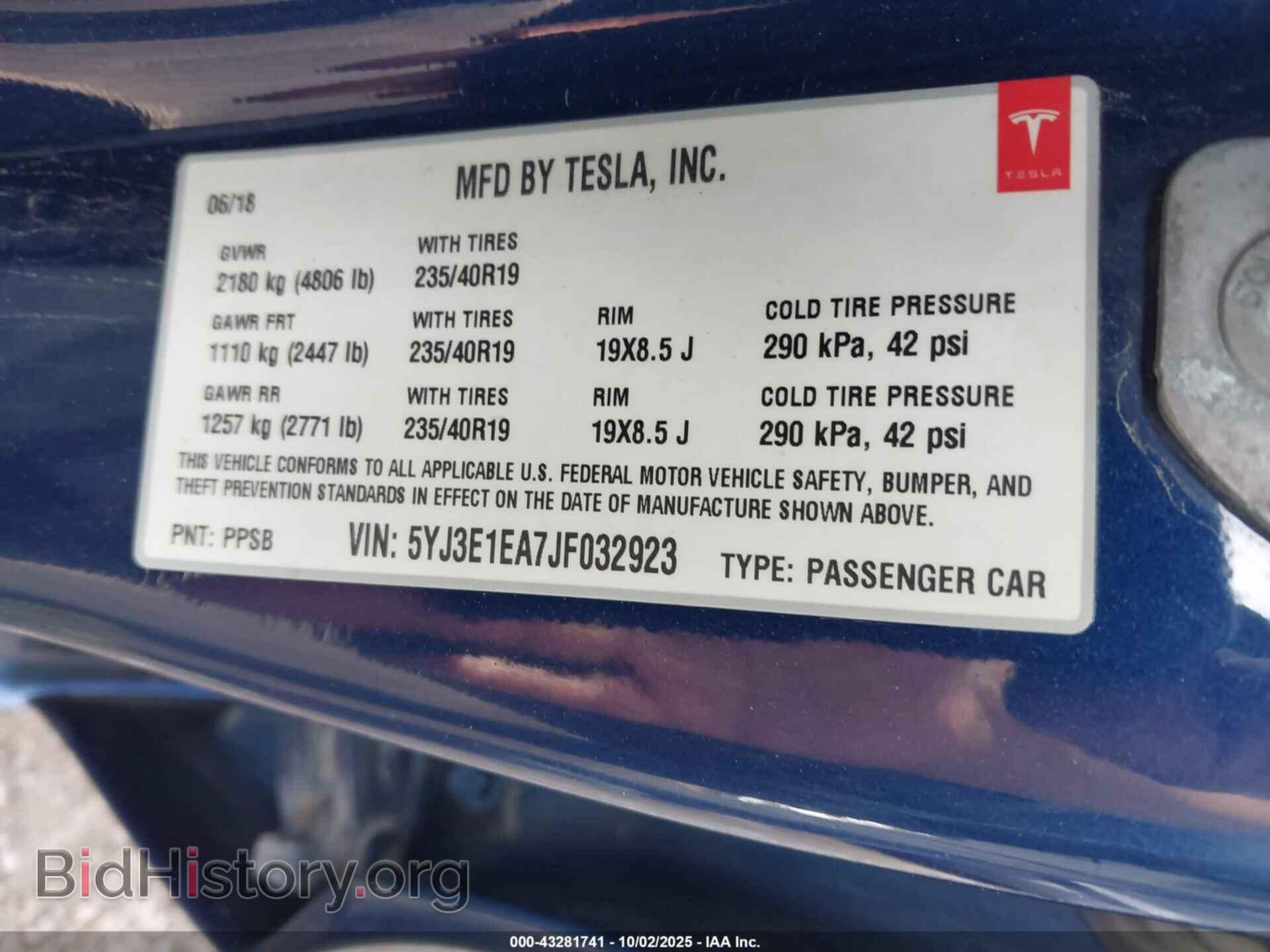 2018 TESLA MODEL 3 - VIN: 5YJ3E1EA7JF032923 - Фото 9