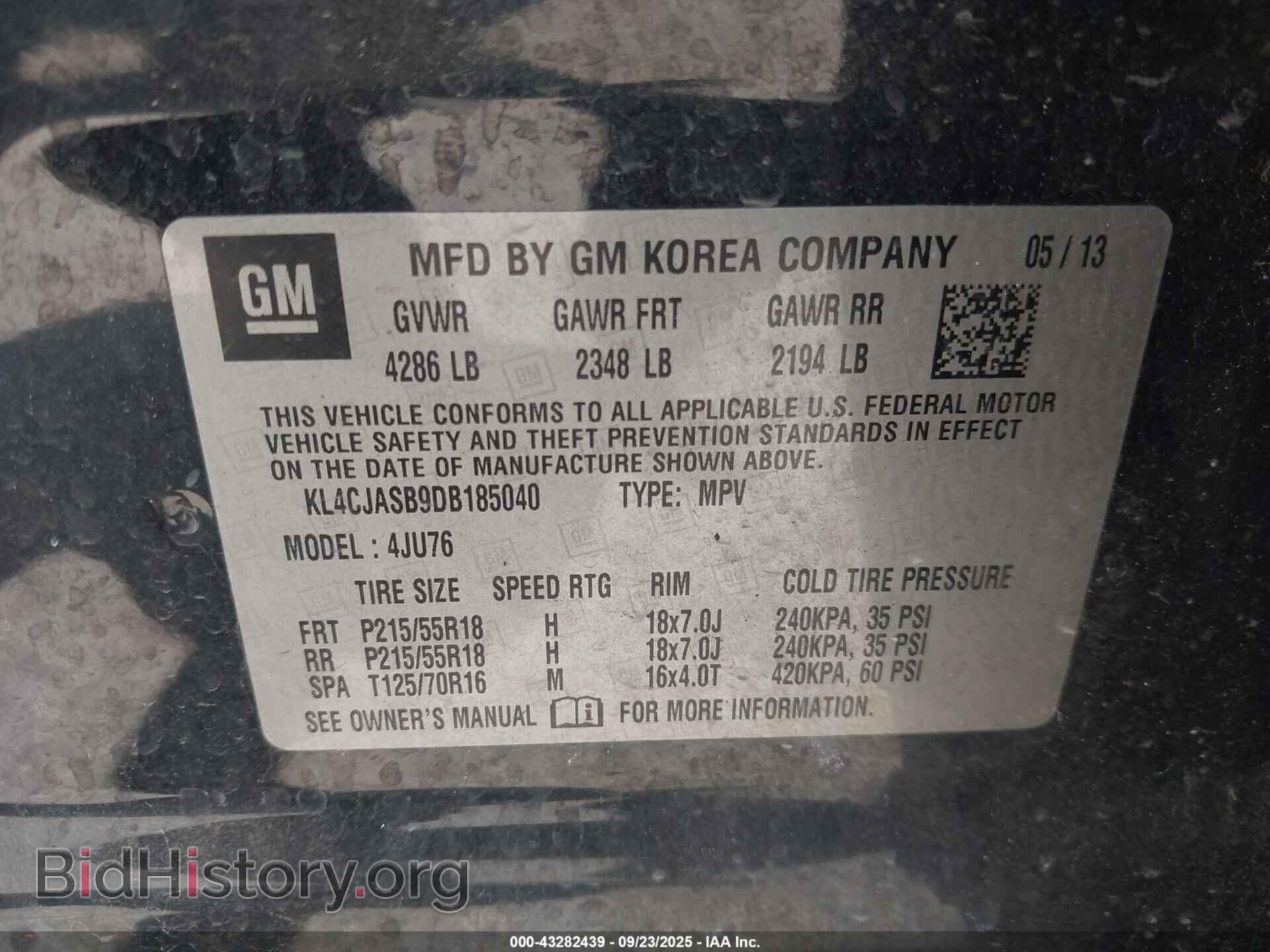 2013 BUICK ENCORE - VIN: KL4CJASB9DB185040 - Фото 9