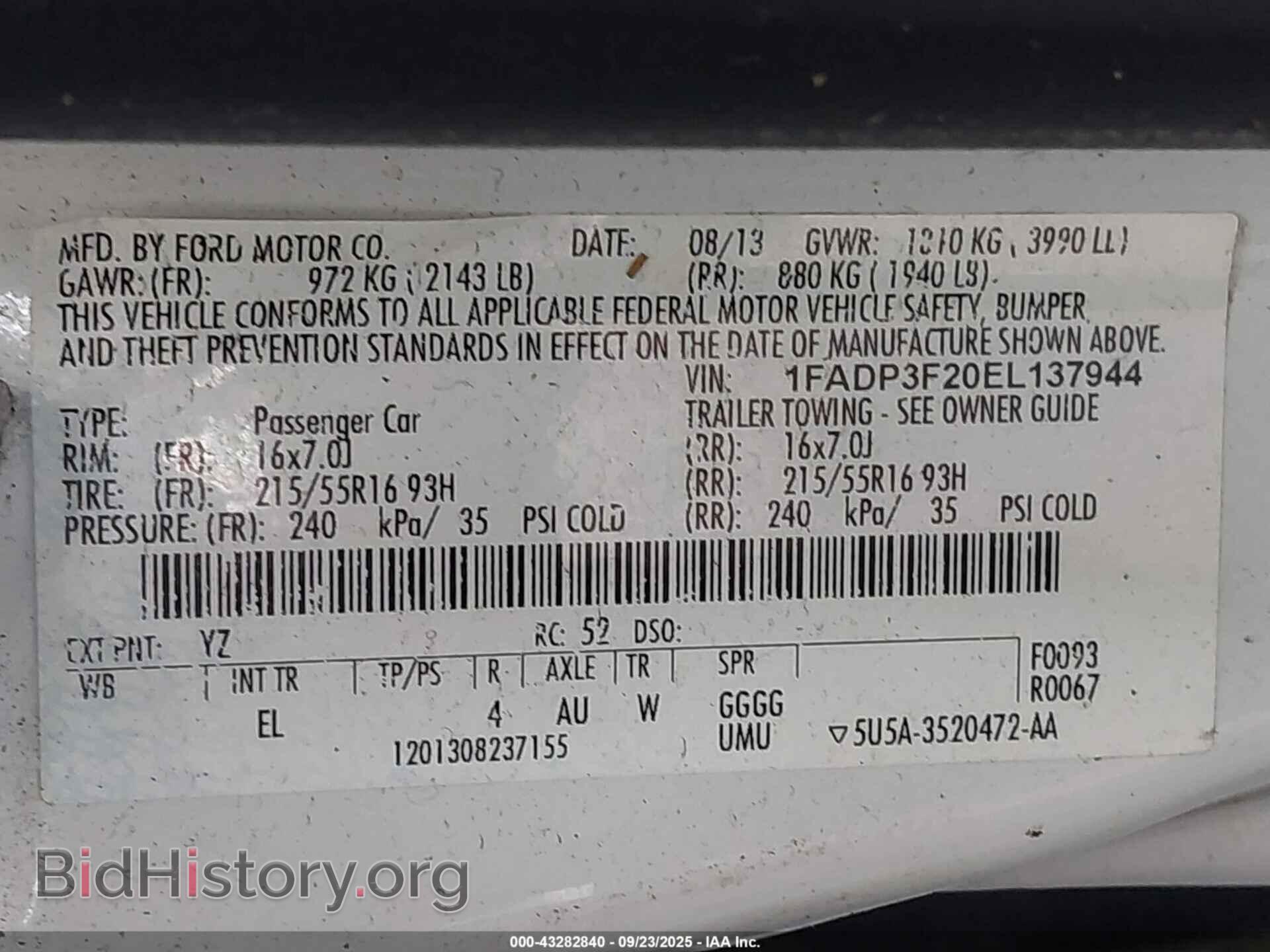 2014 FORD FOCUS - VIN: 1FADP3F20EL137944 - Photo 9