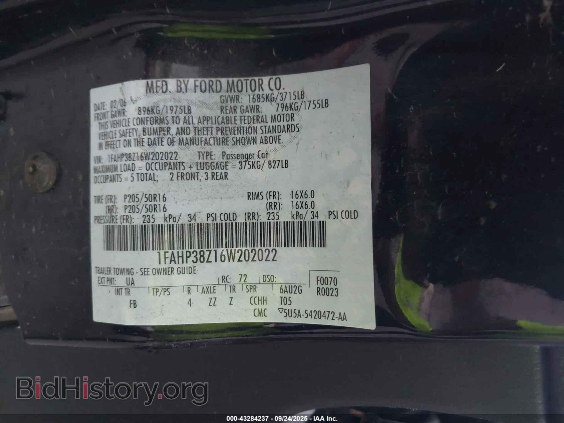 2006 FORD FOCUS - VIN: 1FAHP38Z16W202022 - Фото 9