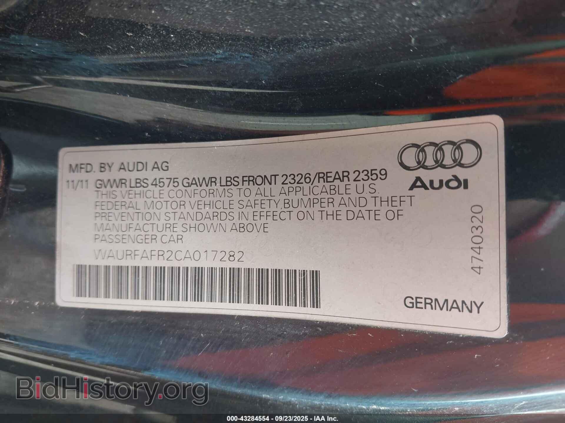 2012 AUDI A5 - VIN: WAURFAFR2CA017282 - Фото 9