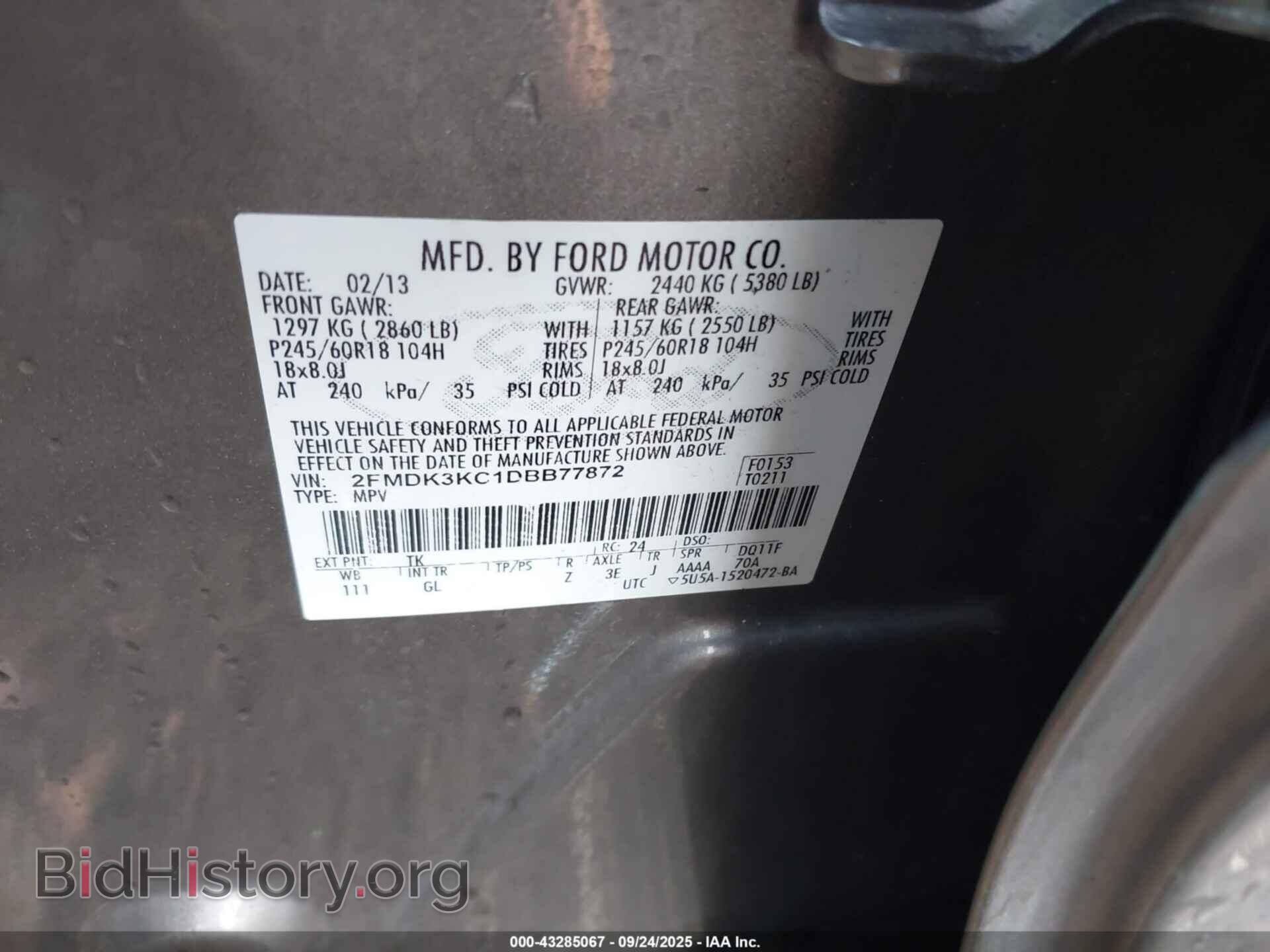2013 FORD EDGE - VIN: 2FMDK3KC1DBB77872 - Photo 9