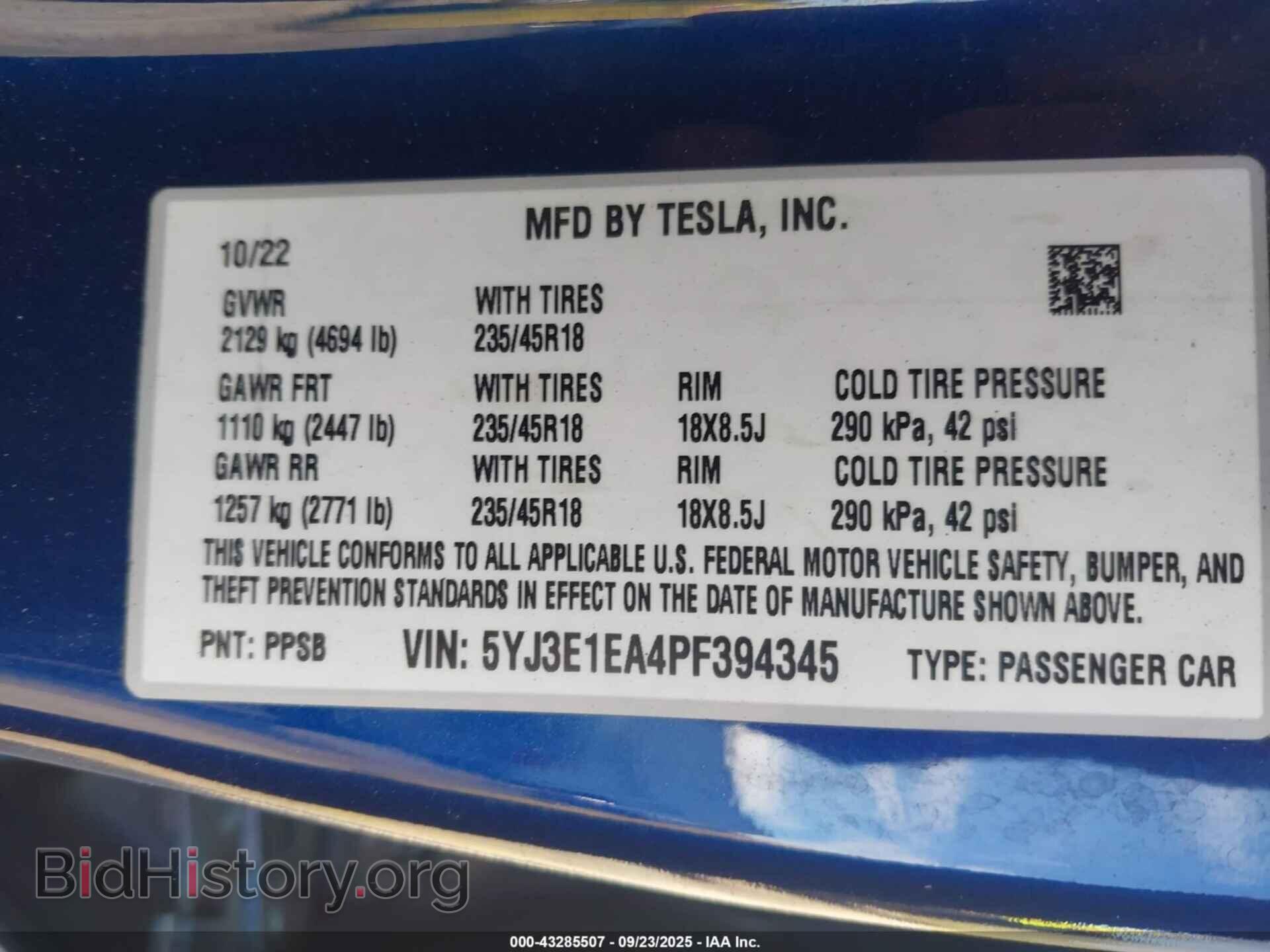 2023 TESLA MODEL 3 - VIN: 5YJ3E1EA4PF394345 - Фото 9