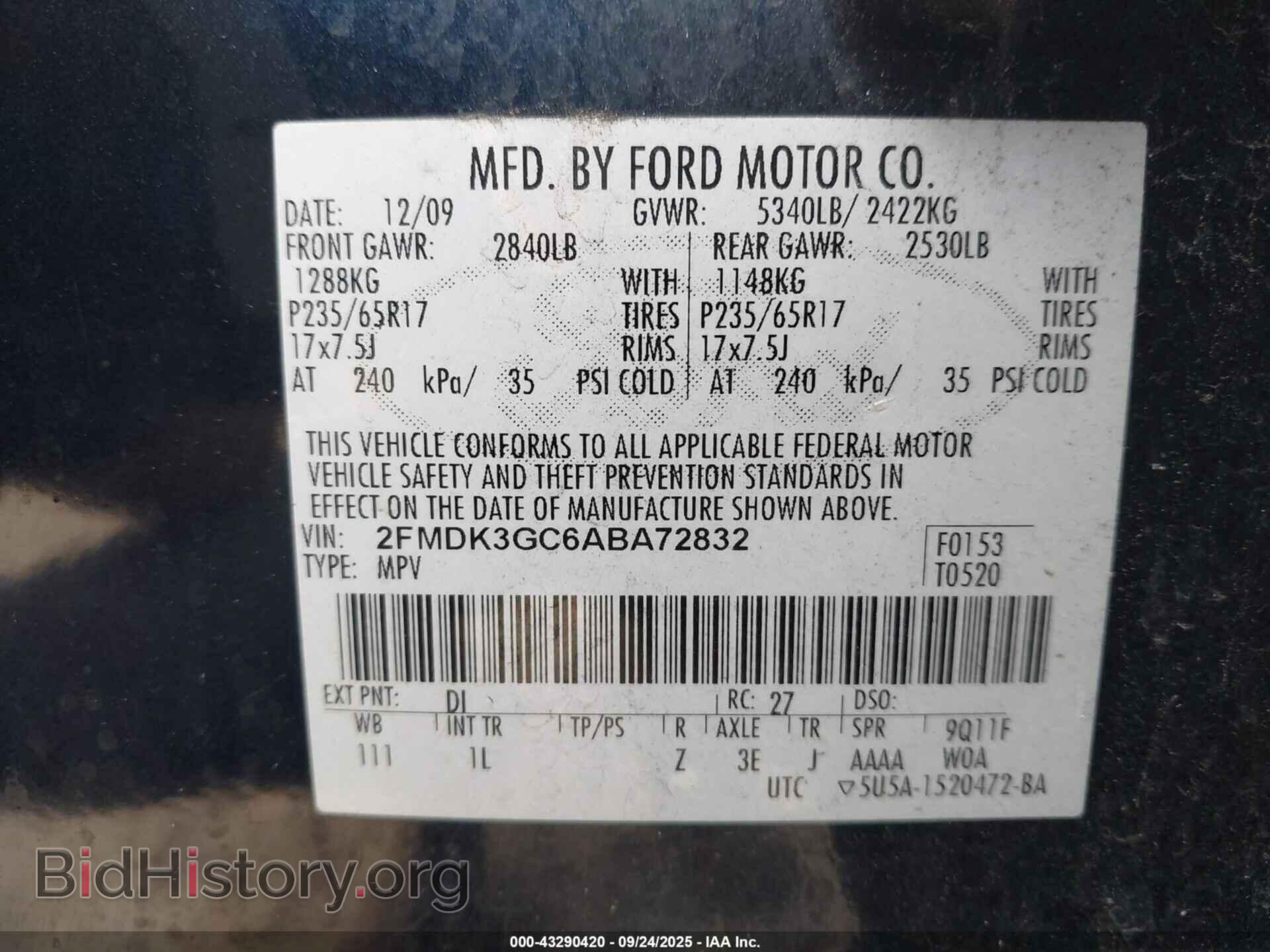 2010 FORD EDGE - VIN: 2FMDK3GC6ABA72832 - Photo 9