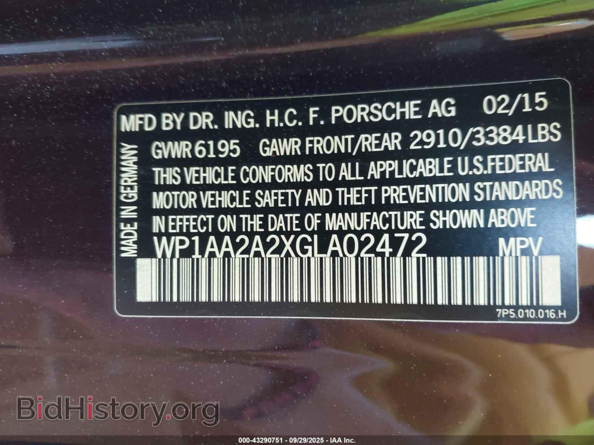2016 PORSCHE CAYENNE - VIN: WP1AA2A2XGLA02472 - Фото 9