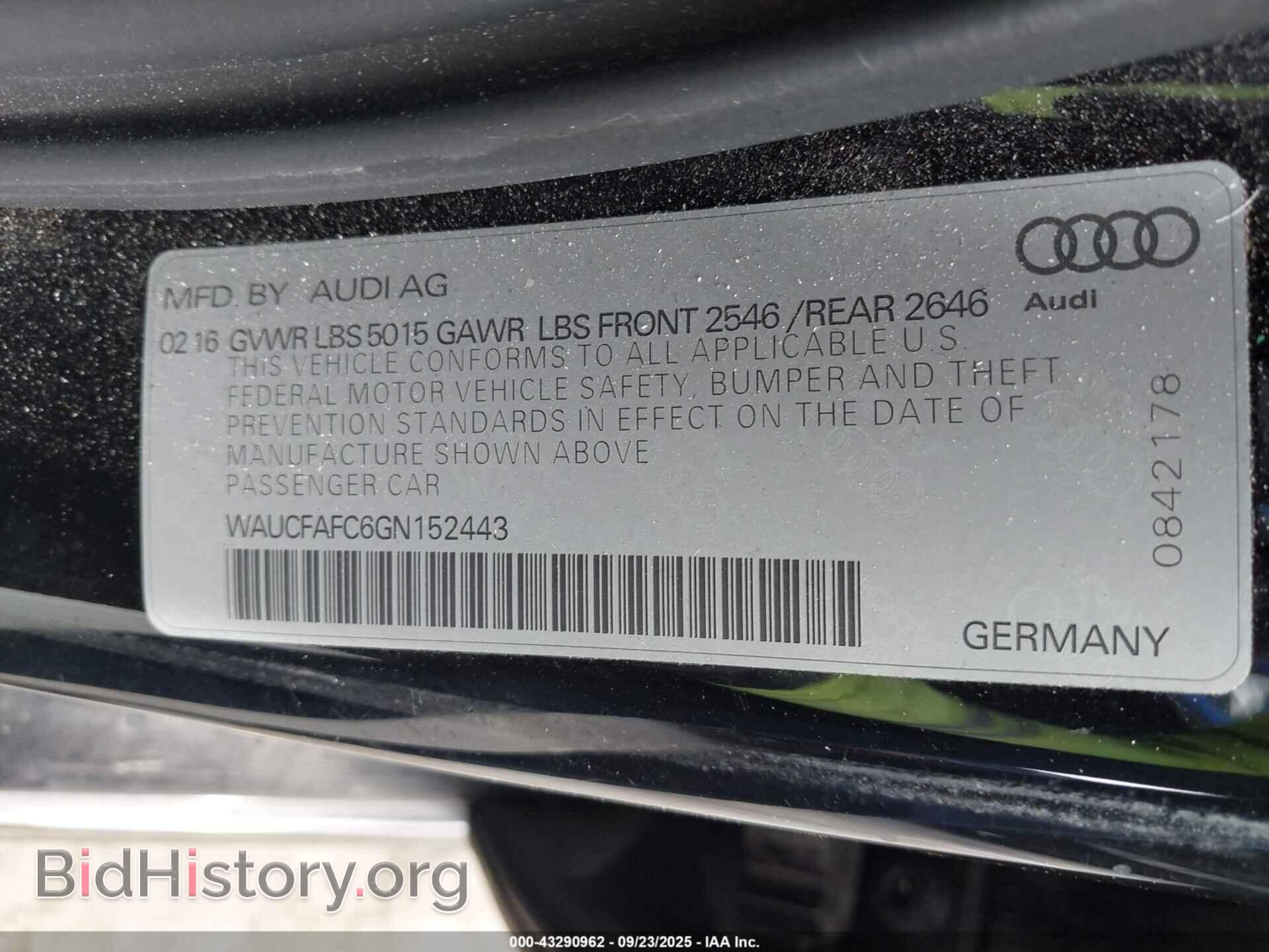 2016 AUDI A6 - VIN: WAUCFAFC6GN152443 - Photo 9