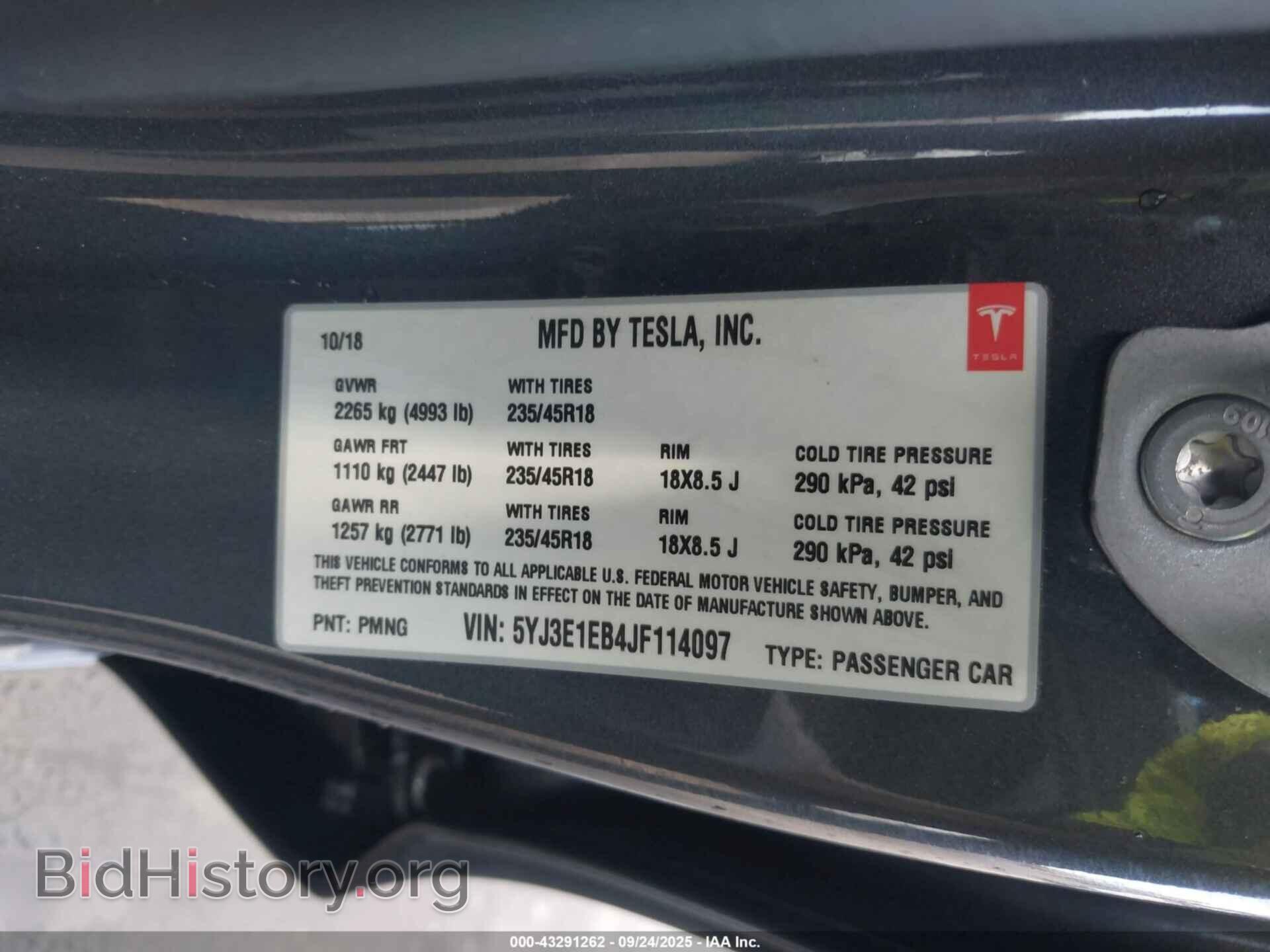 2018 TESLA MODEL 3 - VIN: 5YJ3E1EB4JF114097 - Фото 9