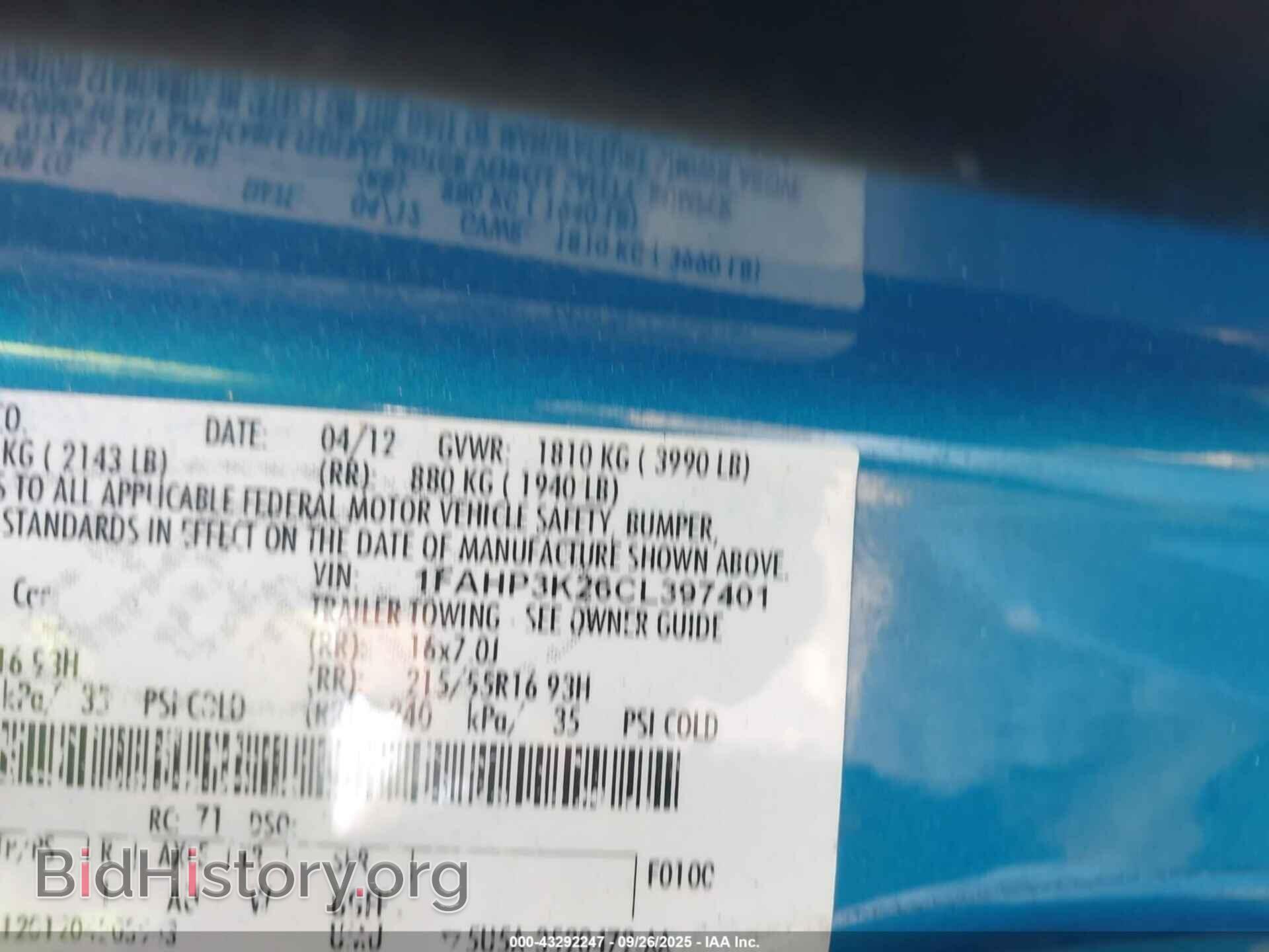 2012 FORD FOCUS - VIN: 1FAHP3K26CL397401 - Фото 9