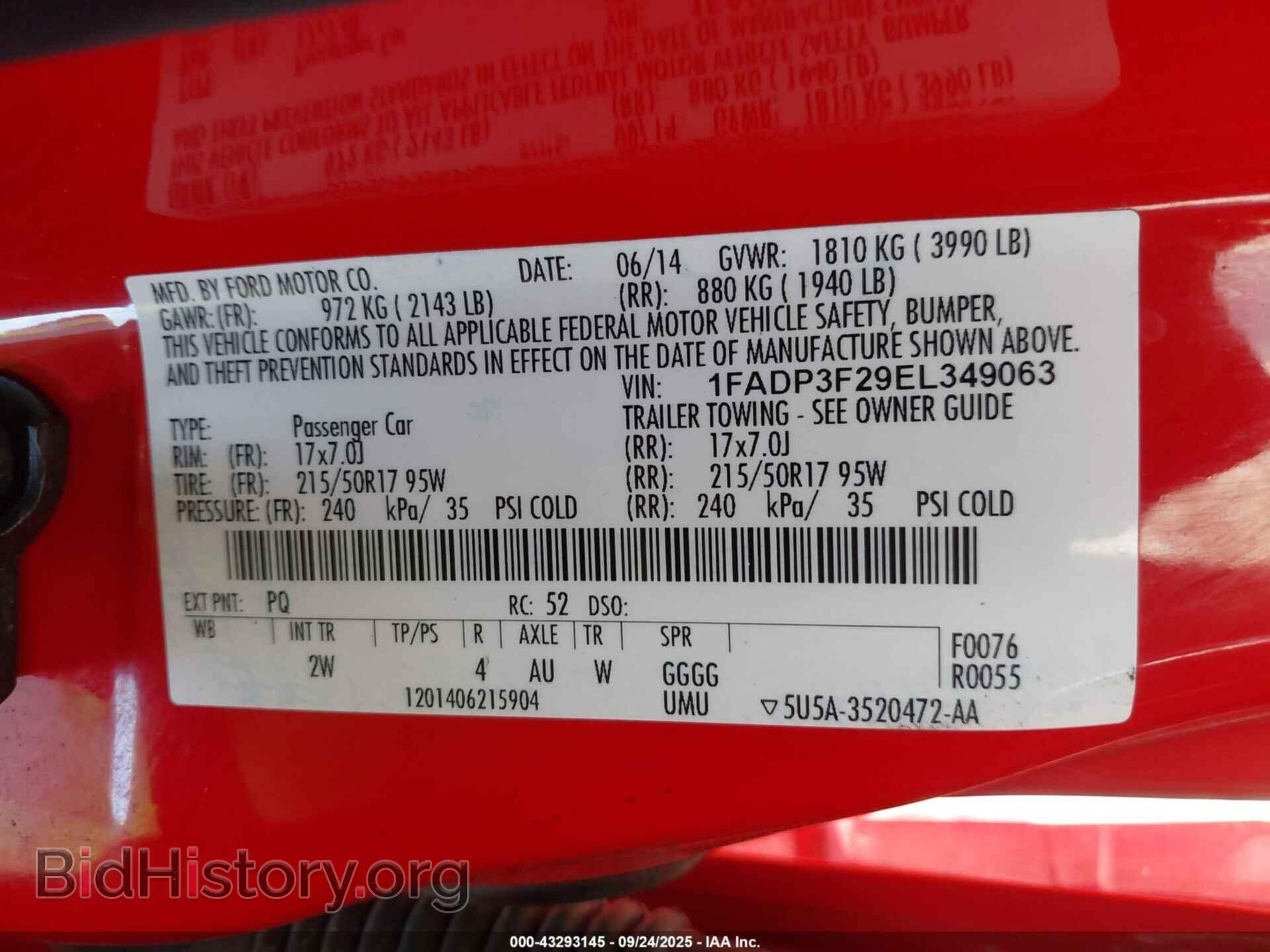 2014 FORD FOCUS - VIN: 1FADP3F29EL349063 - Фото 9