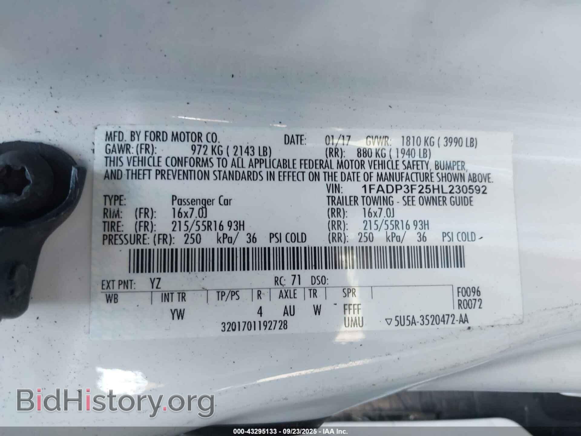 2017 FORD FOCUS - VIN: 1FADP3F25HL230592 - Фото 9
